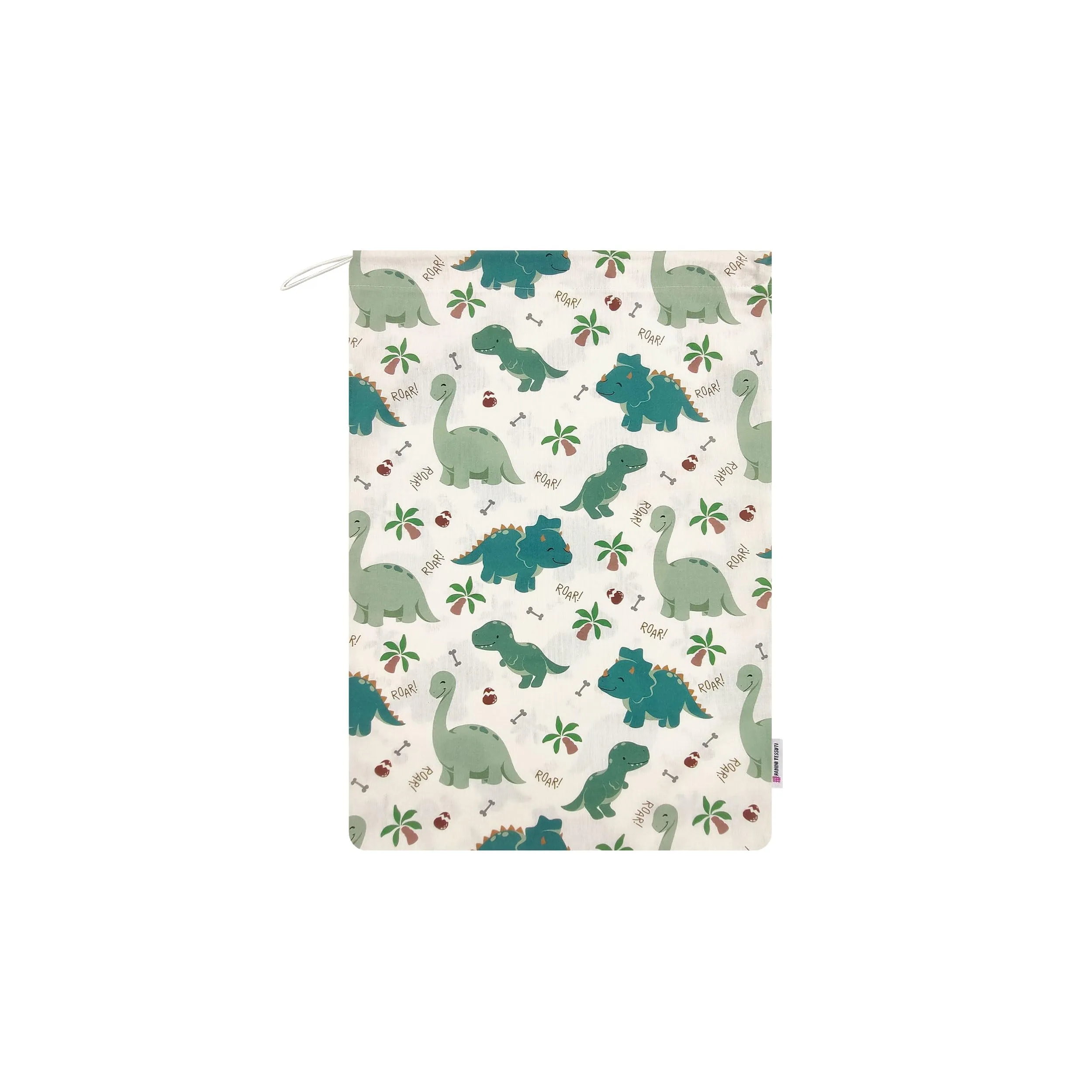 Panini Tessuti Sacchetto per il cambio asilo nido 100% Cotone 34x44 cm Dinosauri - immagine 1