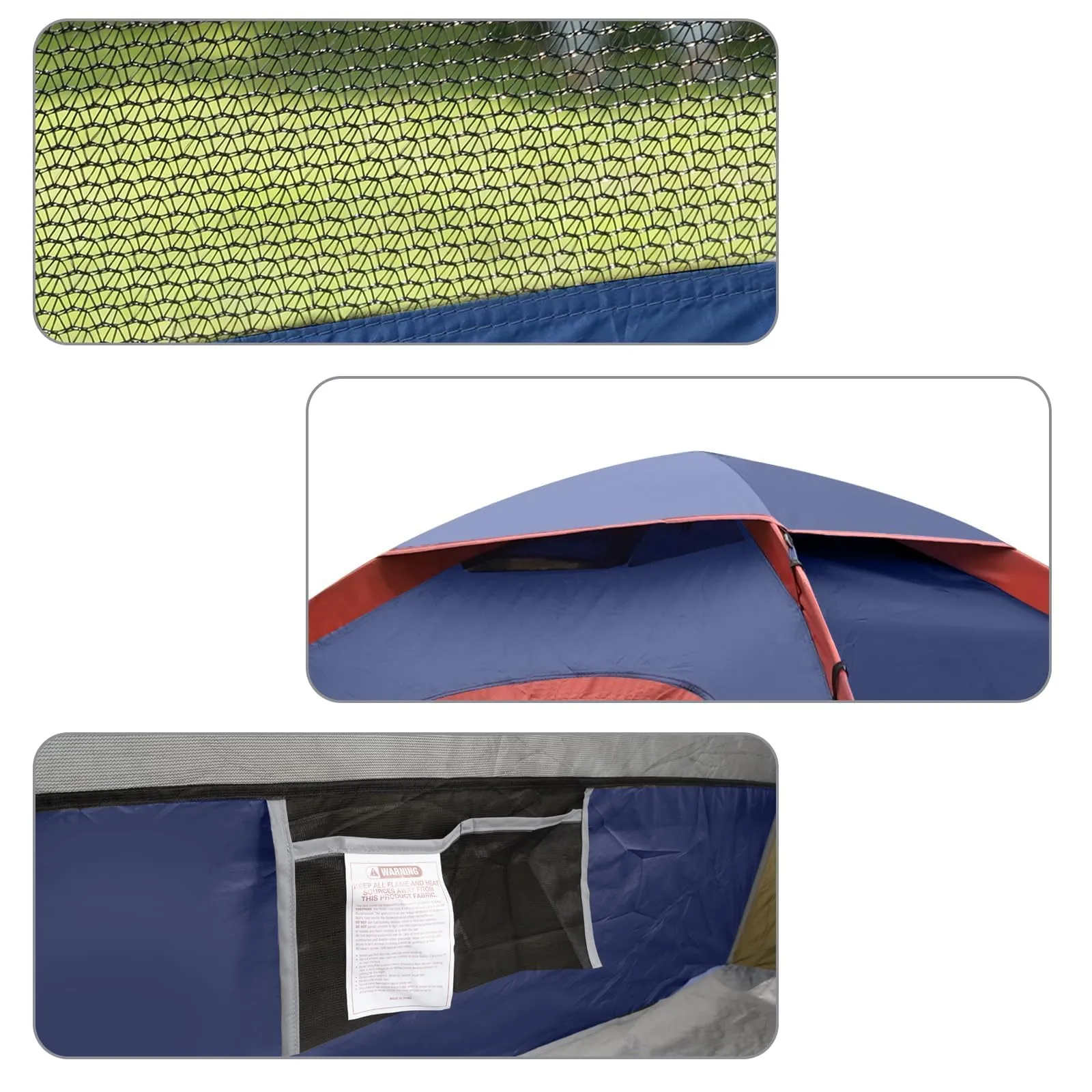 QASIMOF Tenda da Campeggio Automatica 2 Posti, Impermeabile, Blu, QCD-T-26-N-BB - immagine 5