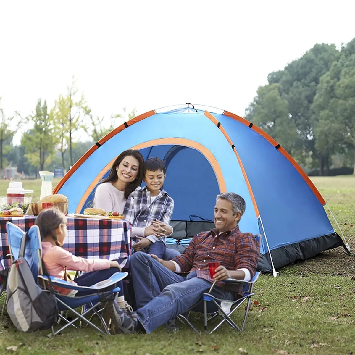 QASIMOF Tenda da Campeggio Automatica 2 Posti, Impermeabile, Blu, QCD-T-26-N-BB - immagine 8