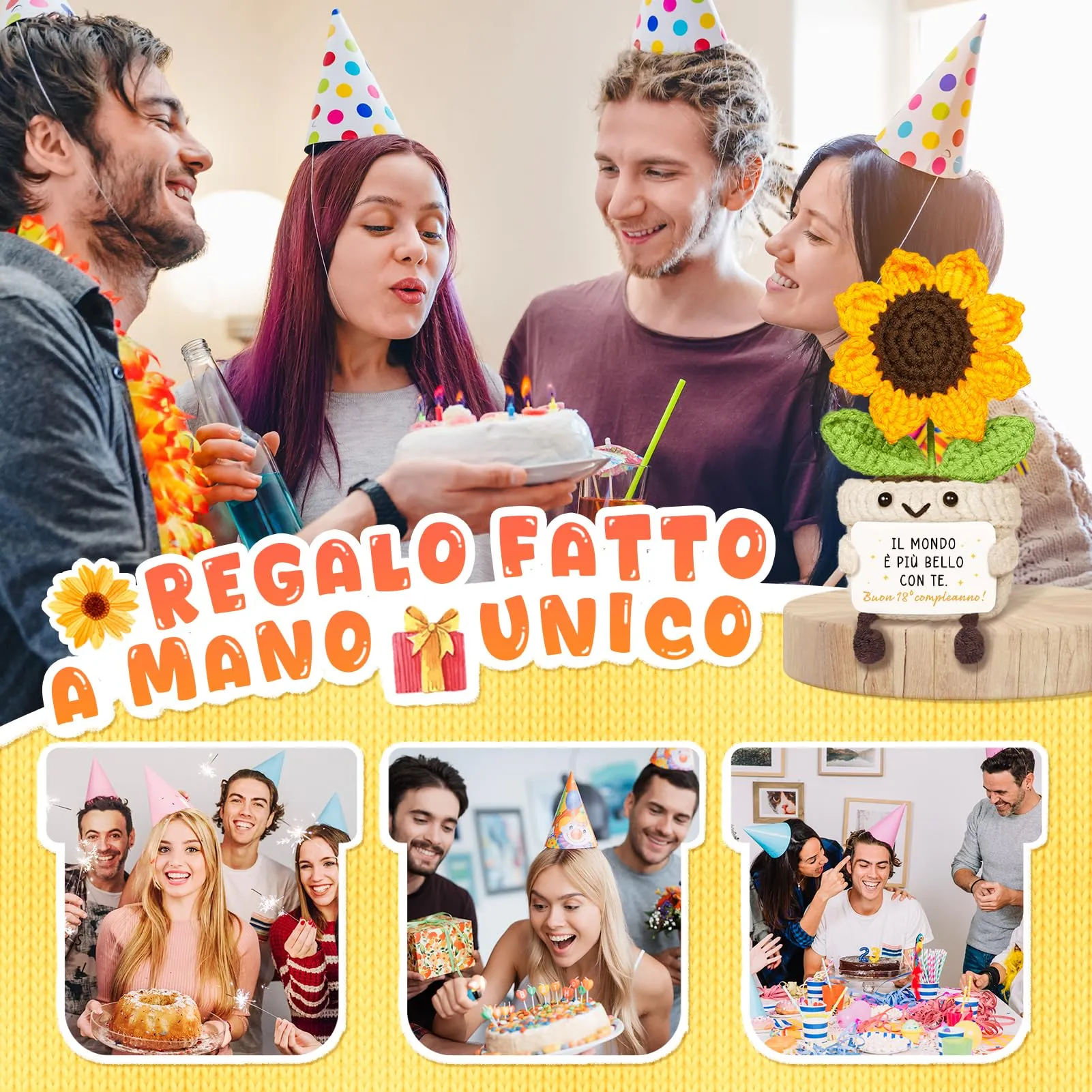 Giftasy Girasole All’Uncinetto Regalo 18 Anni Ragazza - immagine 3
