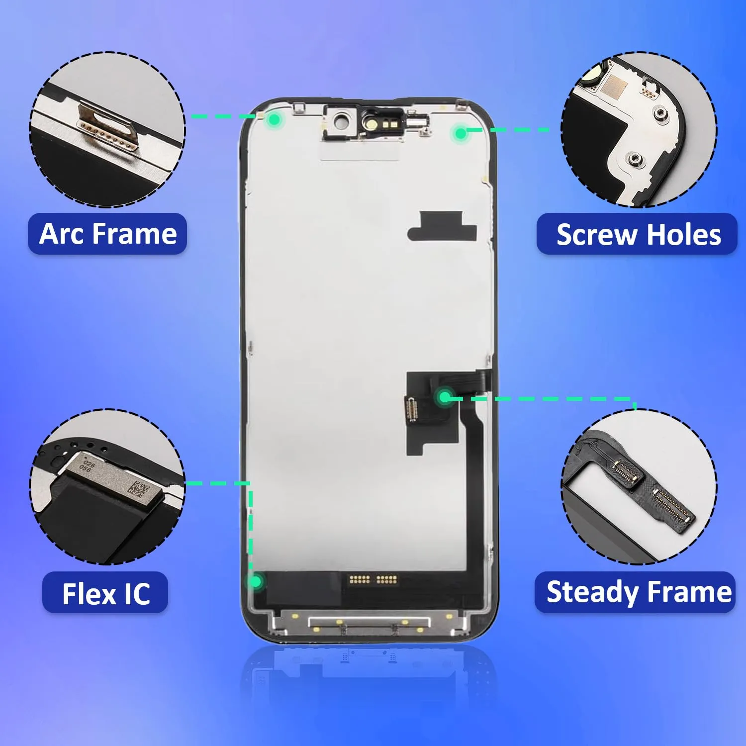 Brinonac Display LCD per iPhone 16 Pro 6,3" FHD COF Sostituzione Digitizer - Nero - immagine 7