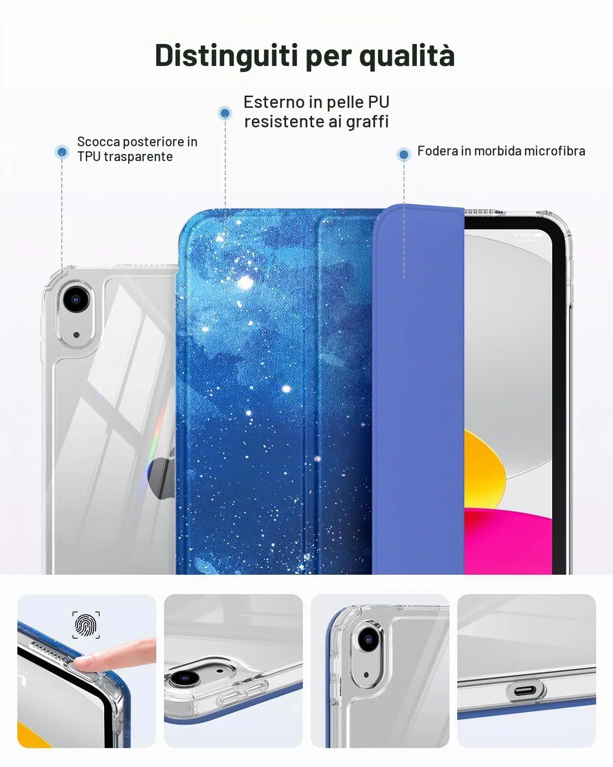 MoKo Case for iPad 11th Gen 11" (2025) and iPad 10th Gen 10.9" (2022), CieloStellatoBlu - immagine 6