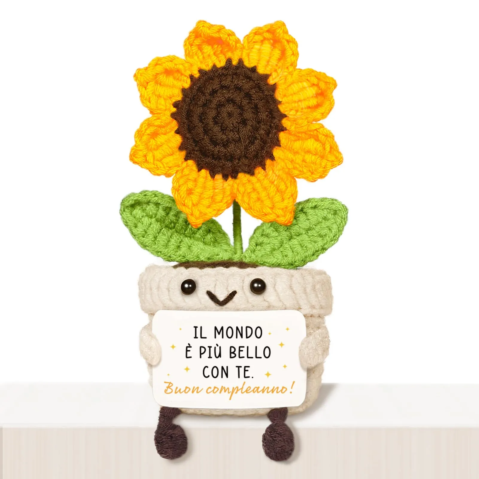 Giftasy Girasole All’Uncinetto, 6x6x14 cm - immagine 1