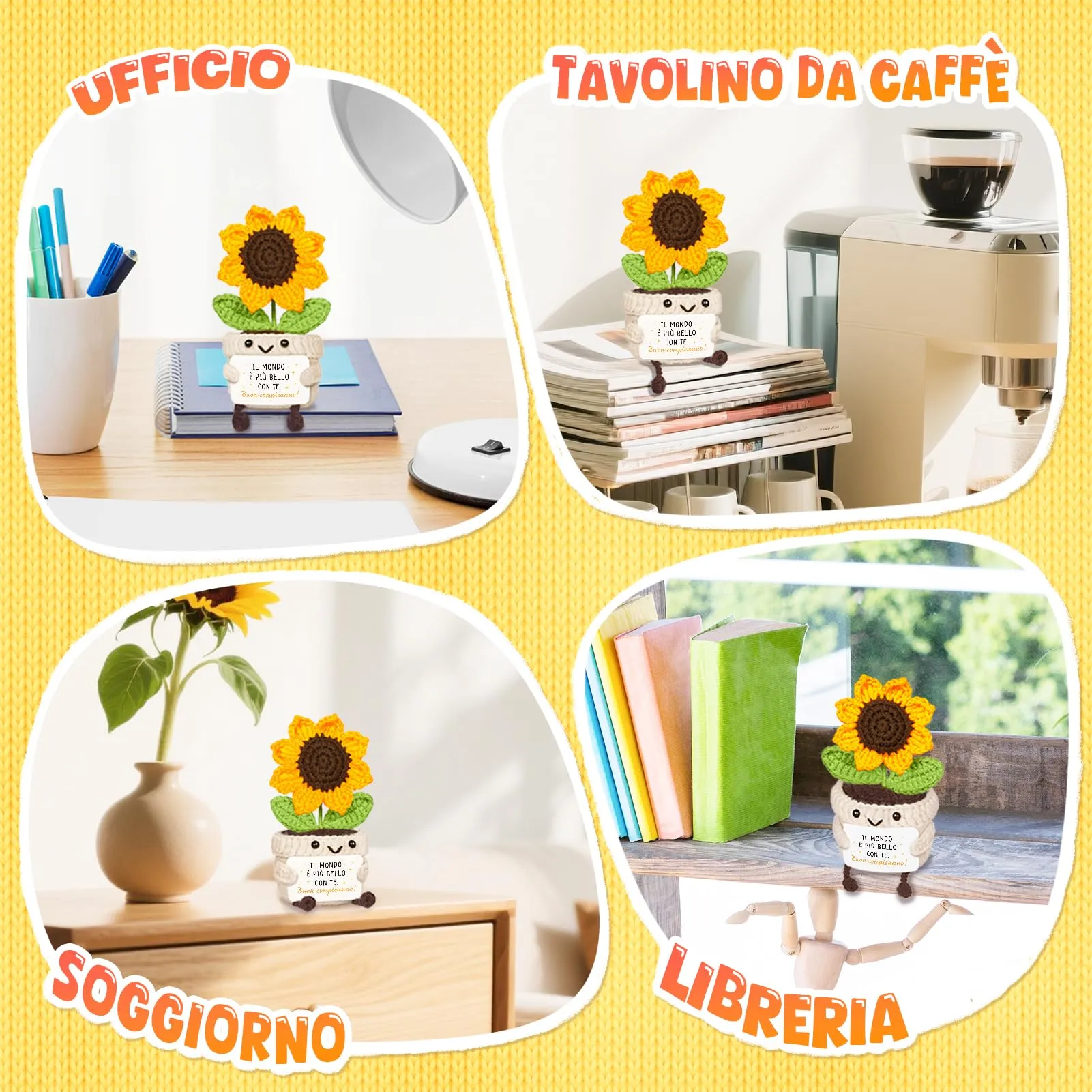 Giftasy Girasole All’Uncinetto, 6x6x14 cm - immagine 6