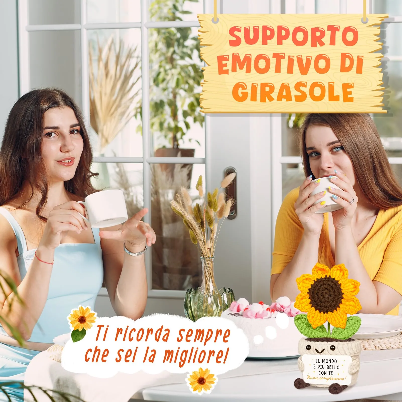 Giftasy Girasole All’Uncinetto, 6x6x14 cm - immagine 7