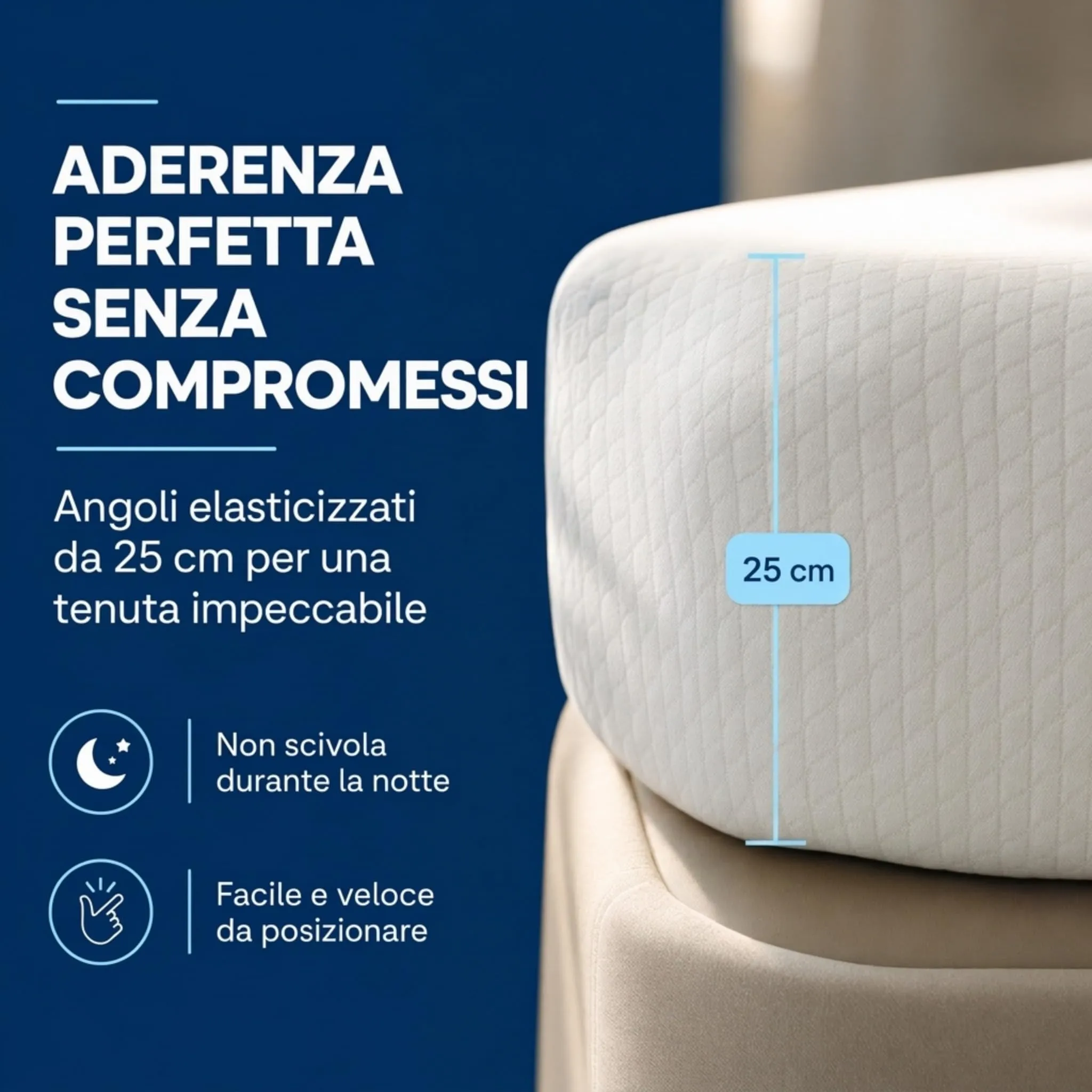 Caleffi Coprimaterasso Matrimoniale 180x200 Cotone Traspirante Bianco - immagine 2