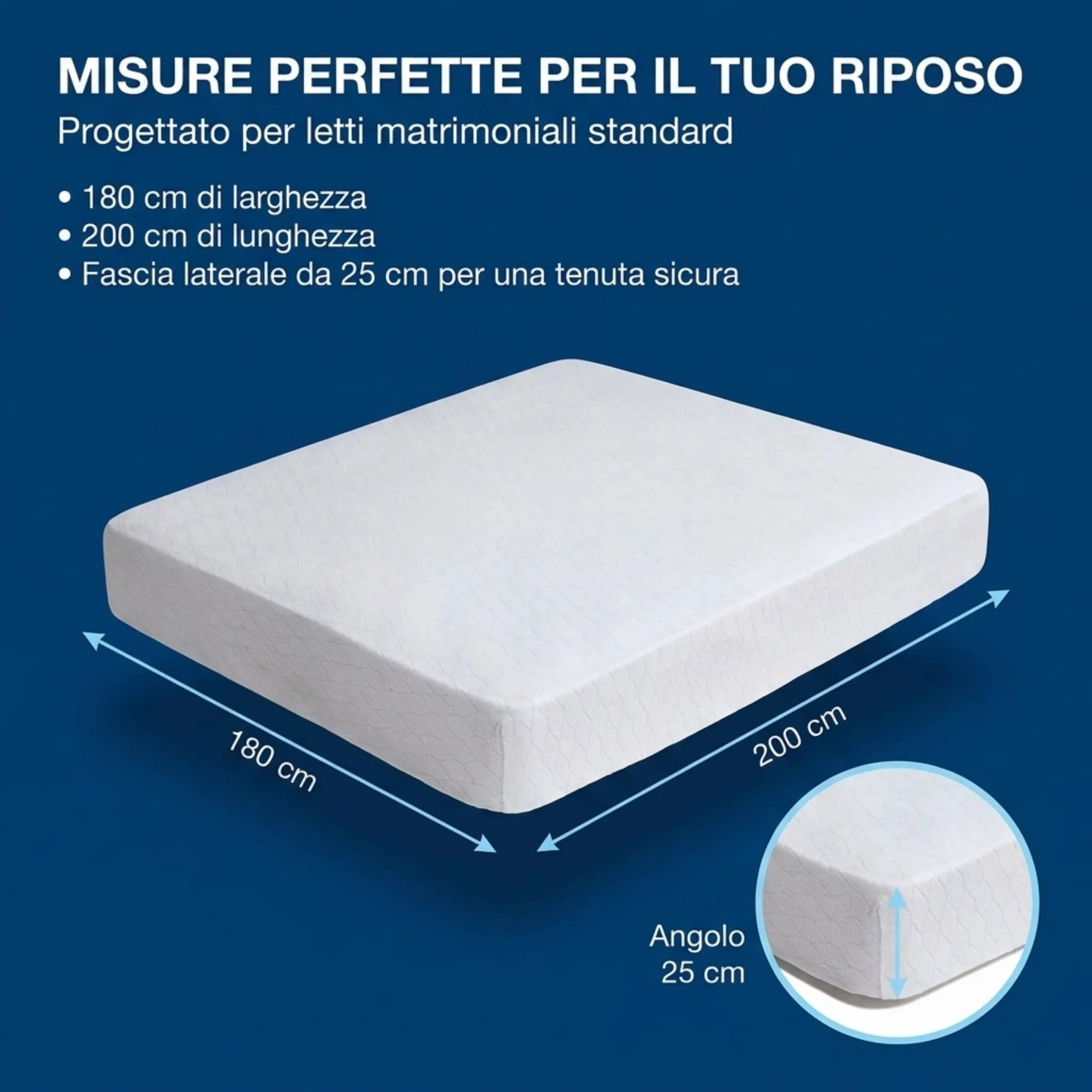 Caleffi Coprimaterasso Matrimoniale 180x200 Cotone Traspirante Bianco - immagine 8