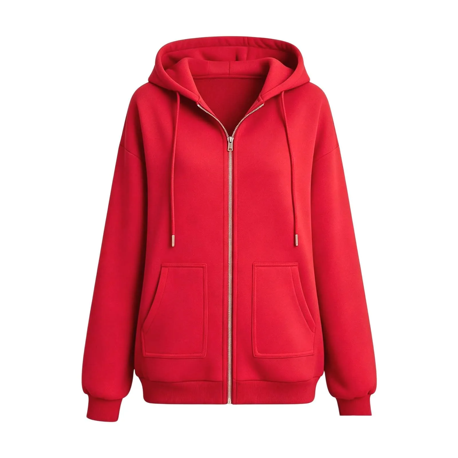 Sobzia Felpa Donna con Zip e Cappuccio Oversize in Pile Rossa 3XL - immagine 4