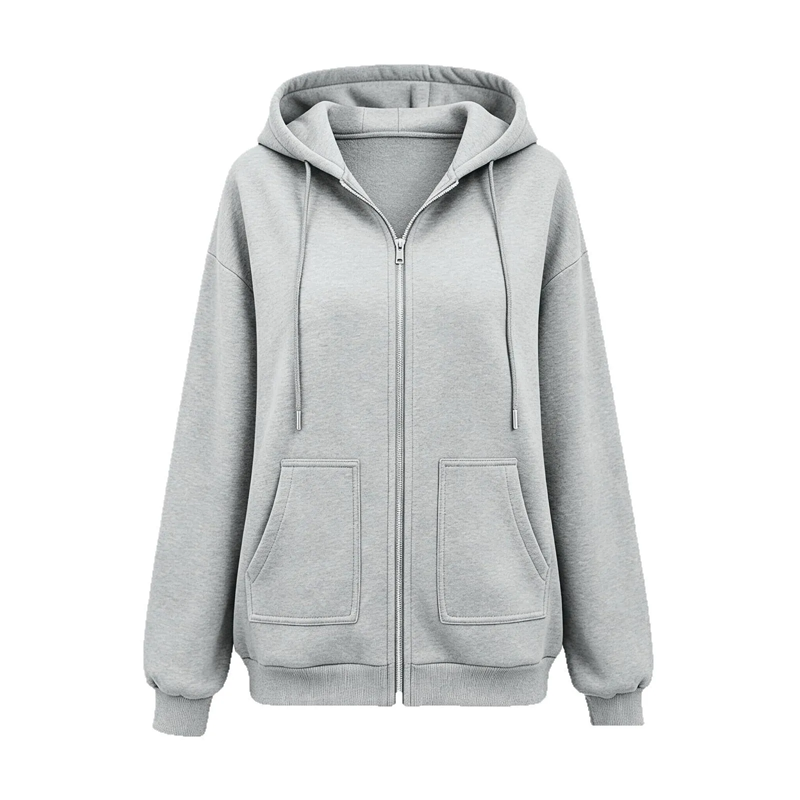 Sobzia Felpa Donna con Zip e Cappuccio, Pile Leggera Oversize, Grigio, 3XL - immagine 4