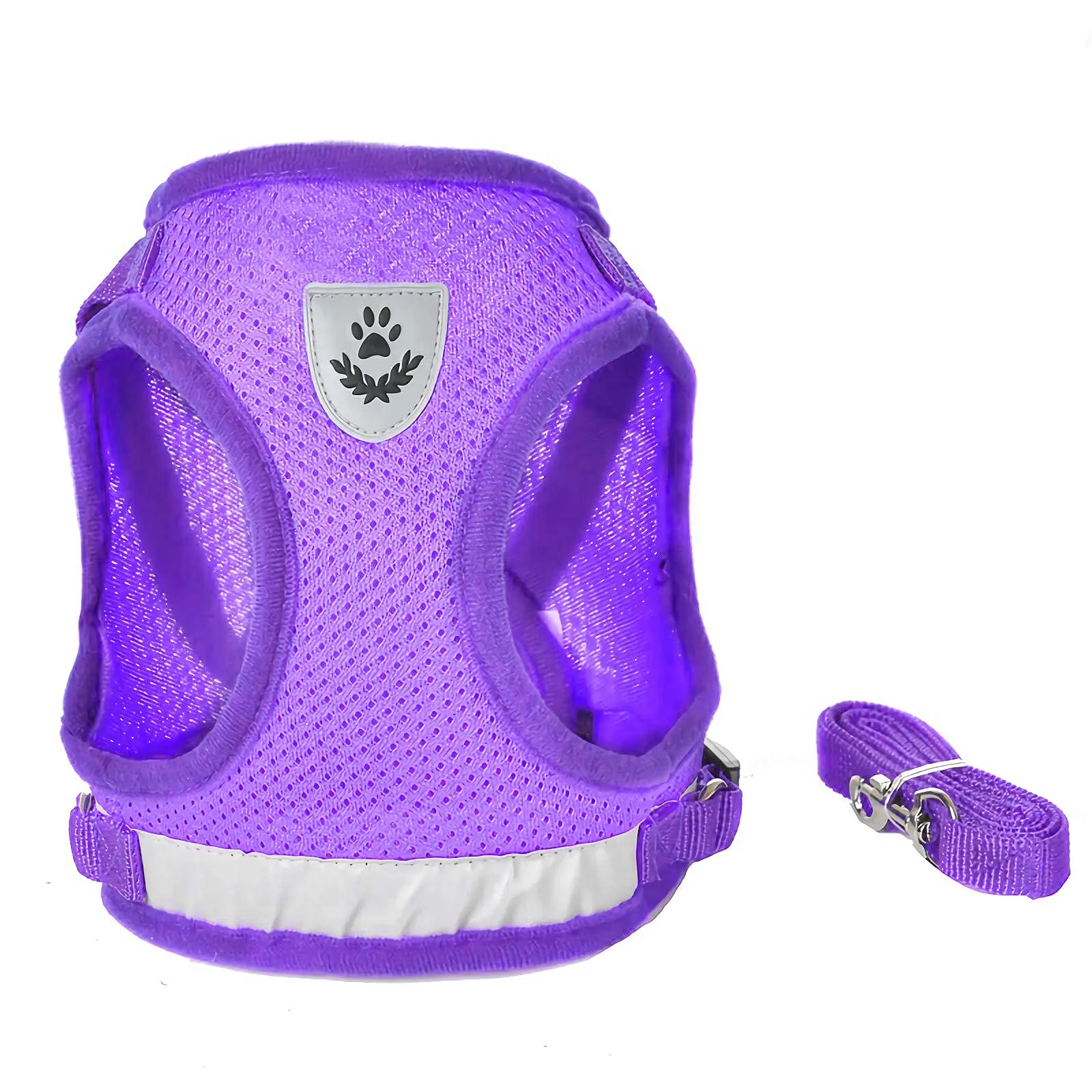 FEimaX Set Imbracatura e Guinzaglio per Cani e Gatti, Imbottita, Traspirante e Riflettente, Viola, Taglia M - immagine 2