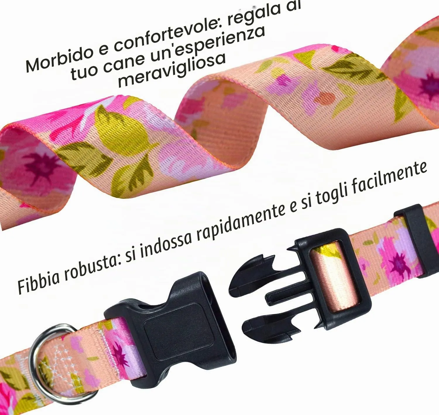 Mihqy Collare per Cani e Gatti Regolabile, Disegno Bohémien Floreale Geometrico Tribale, Rosa, S - immagine 3