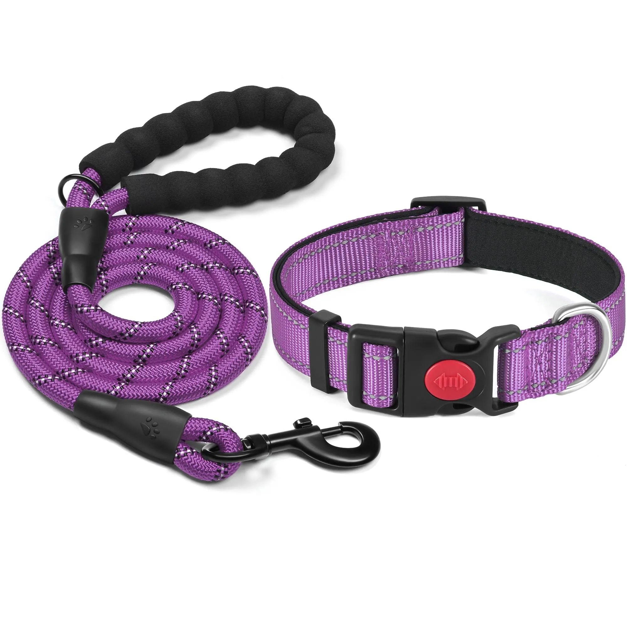 haapaw Collare Riflettente per Cani in Nylon e Neoprene Traspirante, Regolabile, Viola, Taglia M - immagine 1
