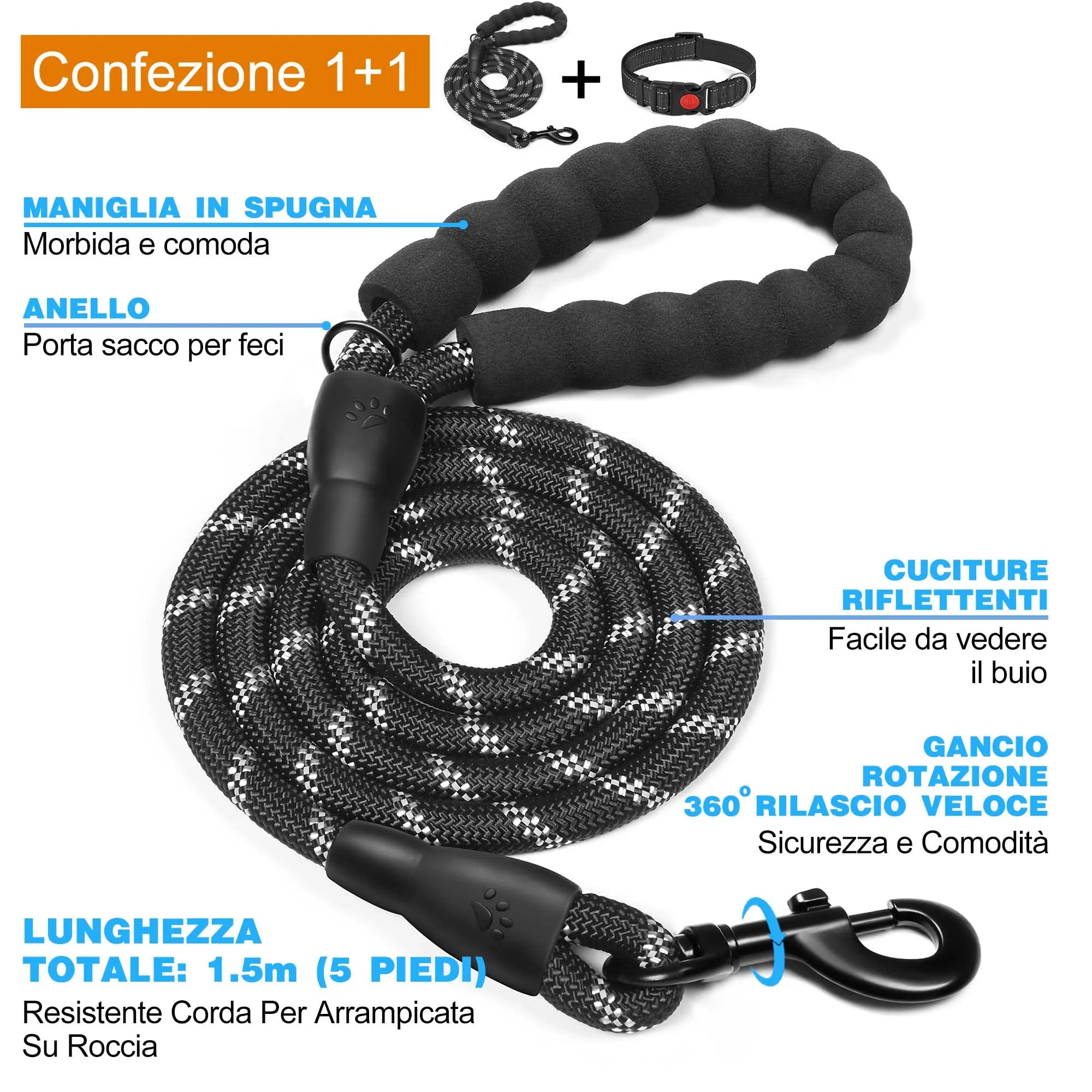 haapaw Collare Riflettente per Cani in Nylon e Neoprene Traspirante Regolabile - immagine 4