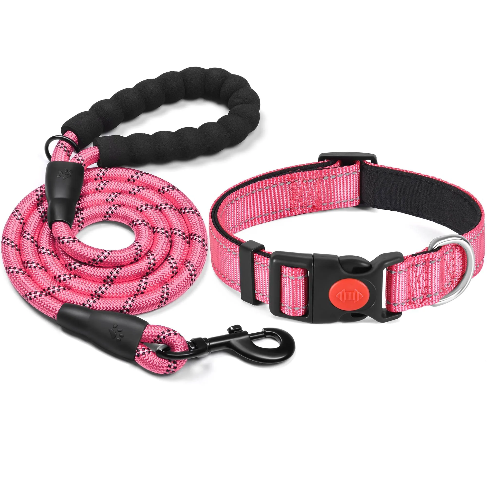 haapaw Collare Riflettente per Cani in Nylon e Neoprene Traspirante, Regolabile, con Guinzaglio Incluso - immagine 1