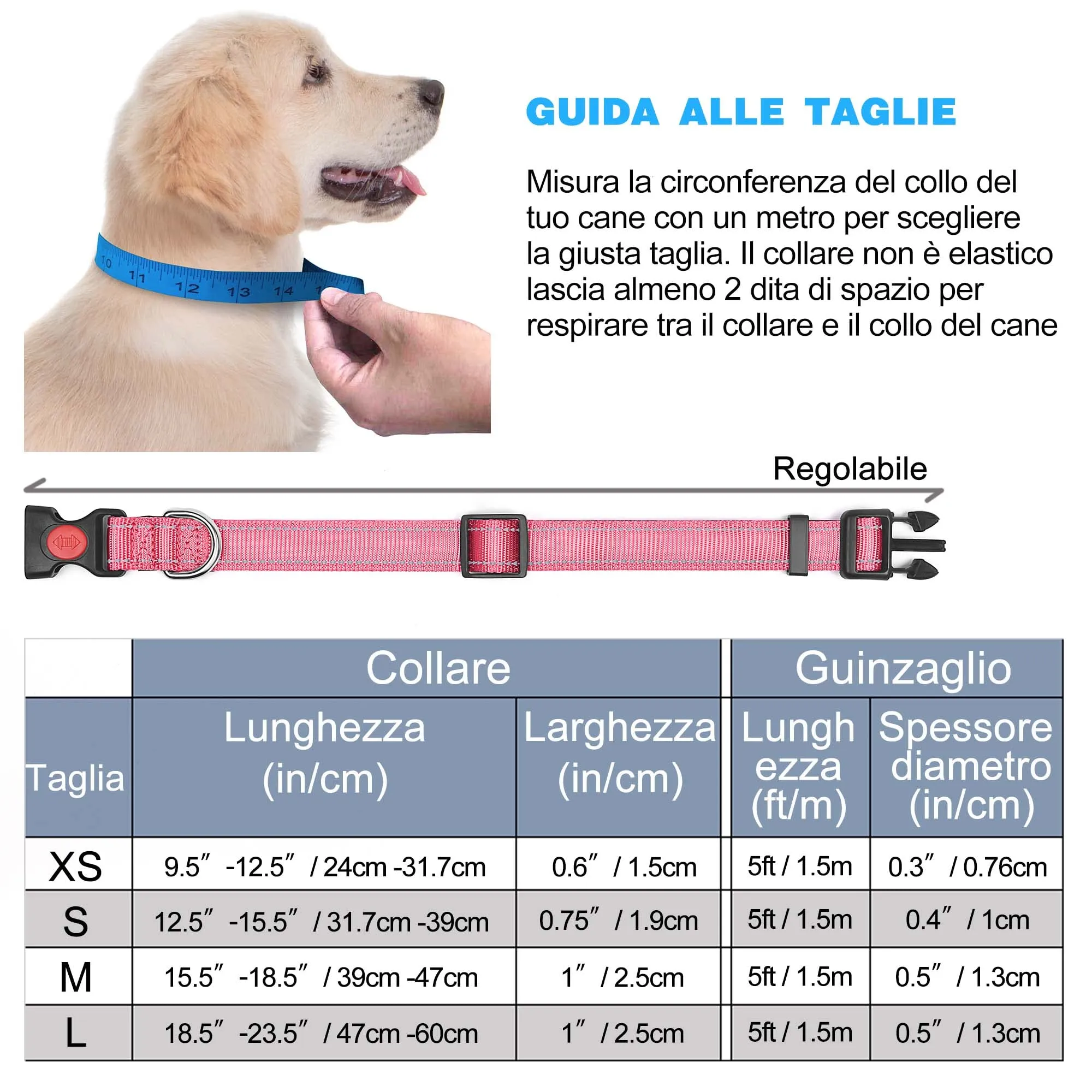 haapaw Collare Riflettente per Cani in Nylon e Neoprene Traspirante, Regolabile, con Guinzaglio Incluso - immagine 7