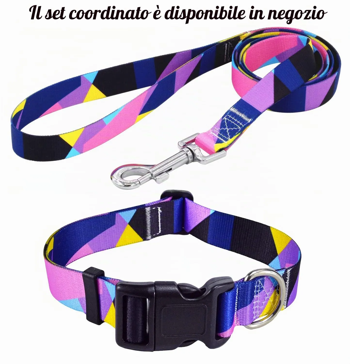 Mihqy Collare per Cani e Gatti, Morbido Regolabile, Viola Geometria, Taglia L - immagine 5