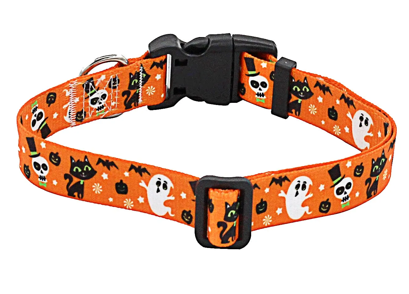 Mihqy Collare per cani di Halloween Motivo Zucca Fantasma Pipistrello Regolabile, Taglia L - immagine 2