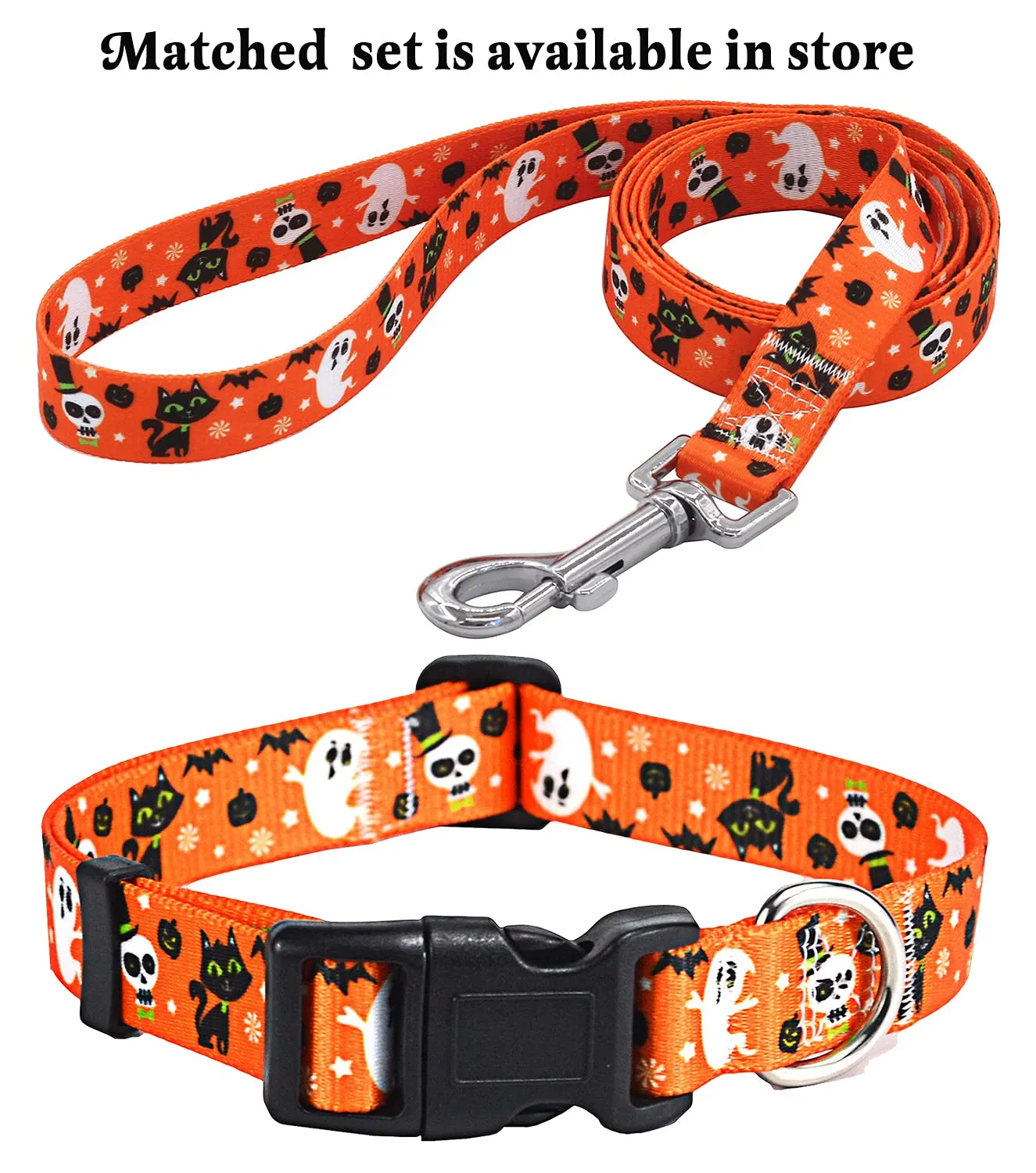 Mihqy Collare per cani di Halloween Motivo Zucca Fantasma Pipistrello Regolabile, Taglia L - immagine 6