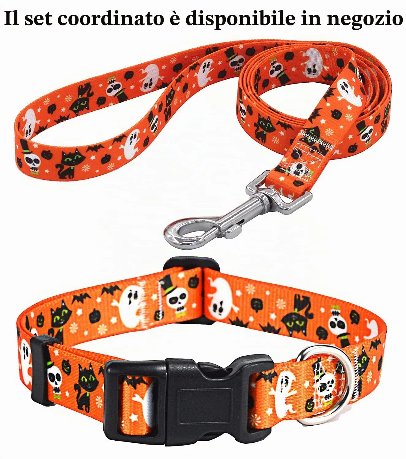 Mihqy Collare per cani di Halloween, Motivo Zucca Fantasma Pipistrello, Taglia M - immagine 6