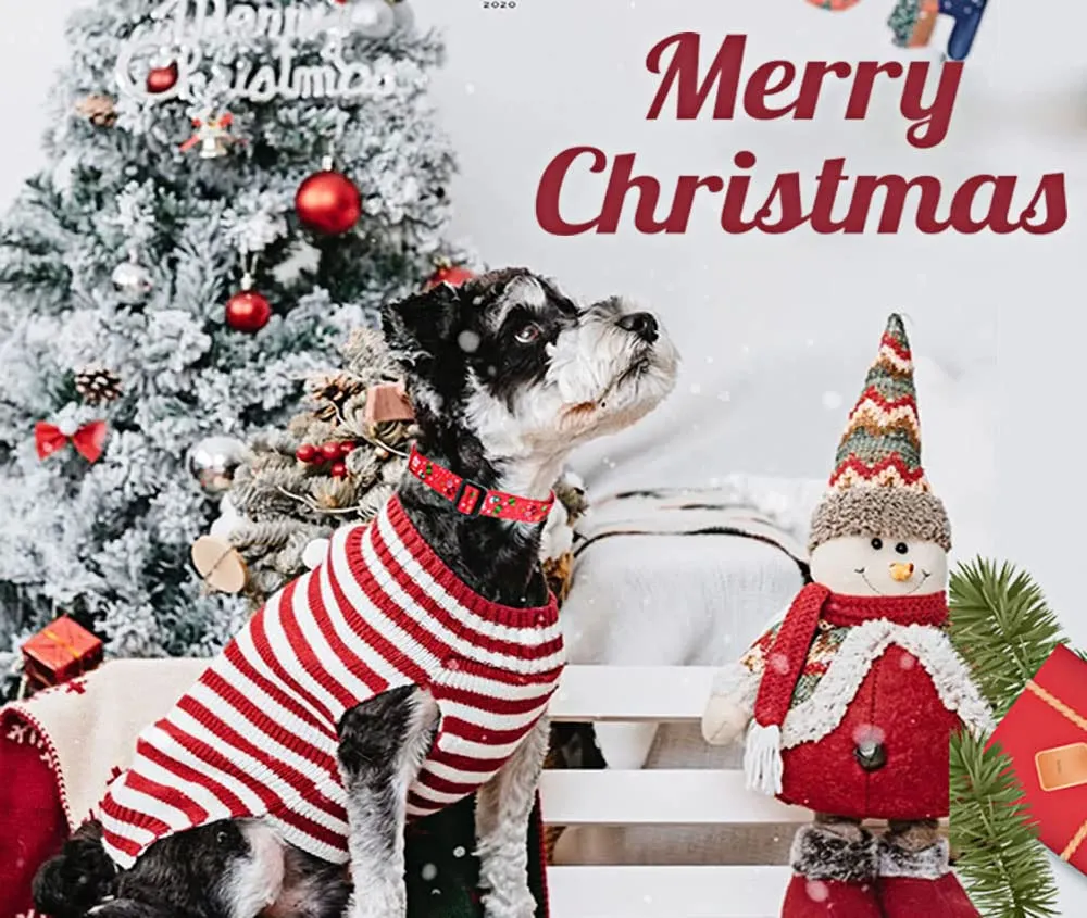 Mihqy Collare per cani natalizio regolabile, Natale, Taglia S - immagine 4
