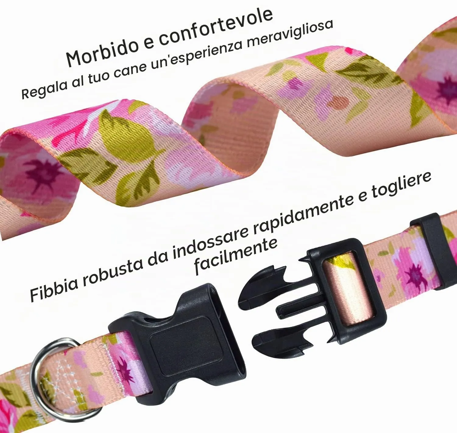 Mihqy Collare per Cani e Gatti, Morbido Regolabile, Disegno Bohémien Floreale Geometrico Tribale, Rosa, XS - immagine 4