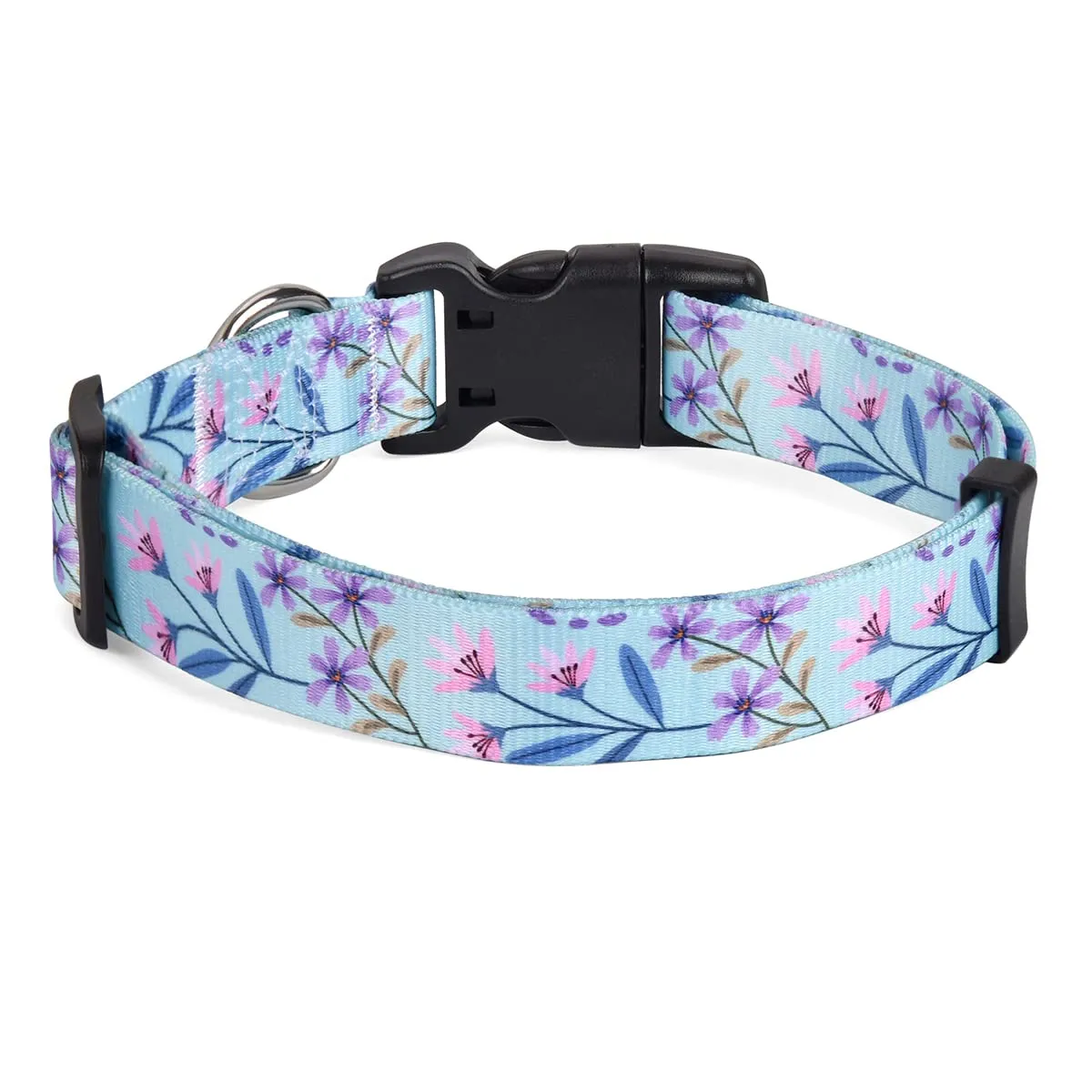 Mihqy Collare per Cani e Gatti, Disegno Floreale Bohémien, Viola e Rosa Fiore, Taglia M - immagine 2