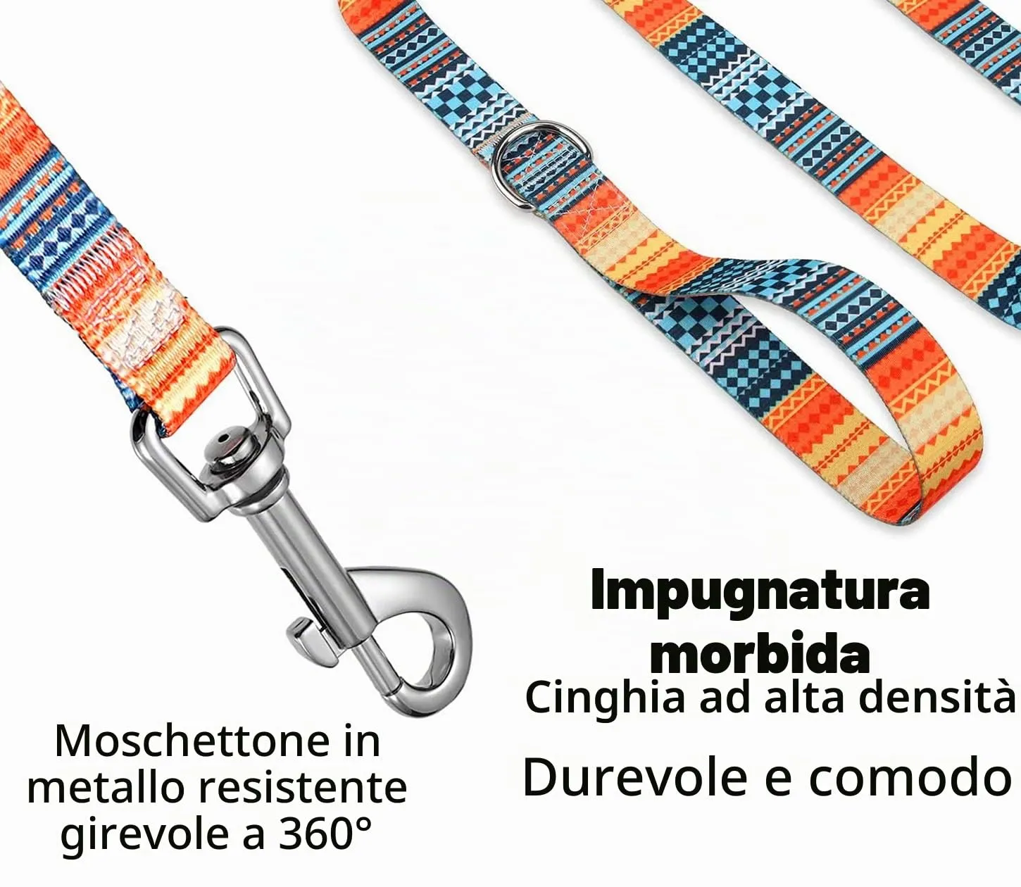 Mihqy Set Collare e Guinzaglio per Cani, Disegno Bohémien Arancia, Taglia M - immagine 5