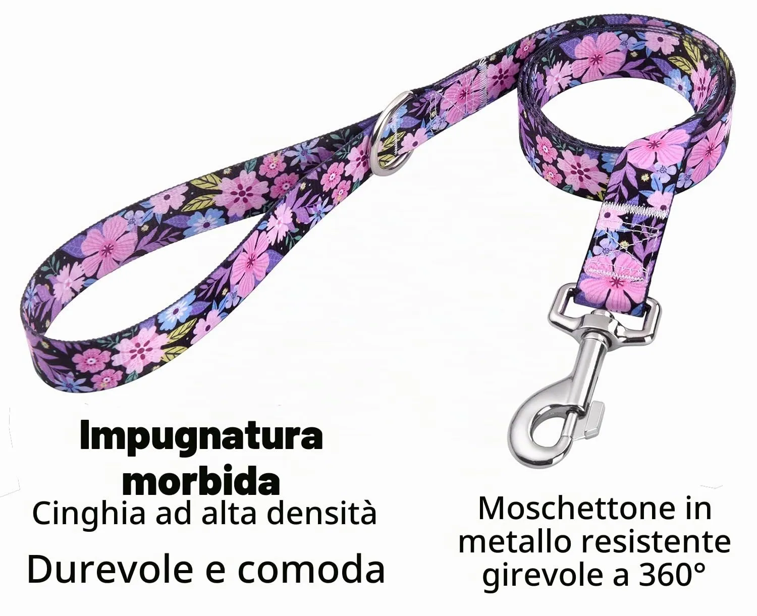 Mihqy Set Collare e Guinzaglio per Cani, Disegno Floreale Bohémien, Rosa Fiore, XS - immagine 5