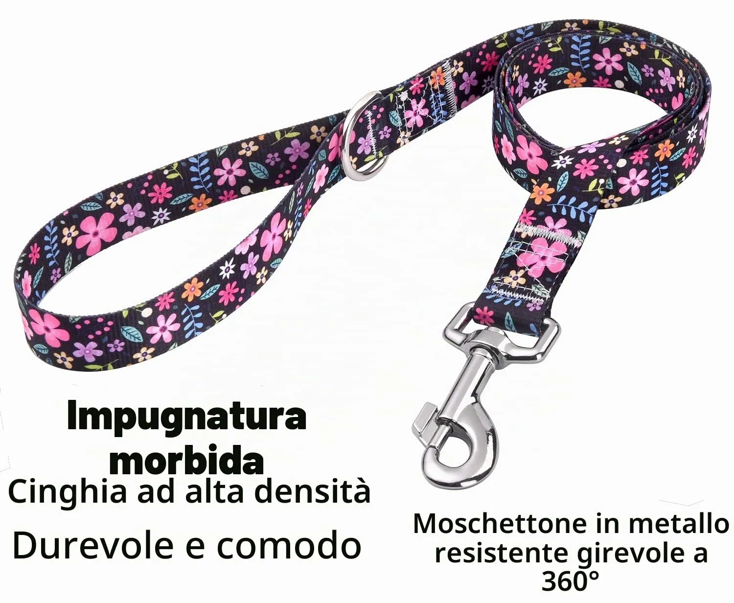 Mihqy Set Collare e Guinzaglio per Cani, Disegno Floreale Bohémien, Taglia S - immagine 5