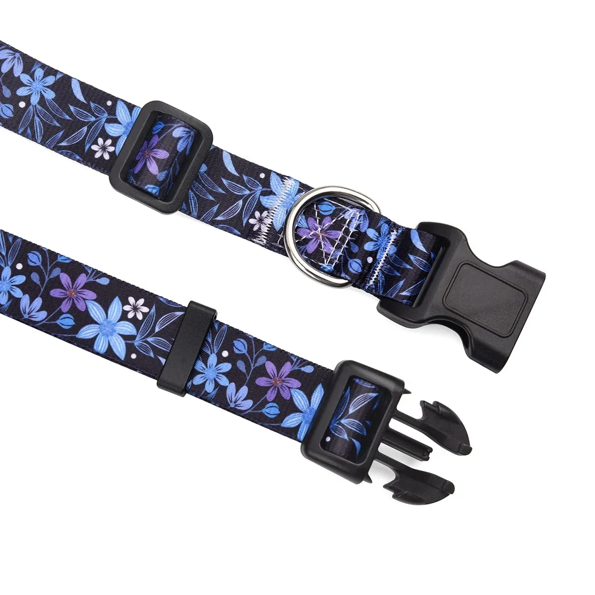 Mihqy Set Collare e Guinzaglio per Cani, Disegno Floreale Bohémien, Set Blu Fiore, Taglia L - immagine 3