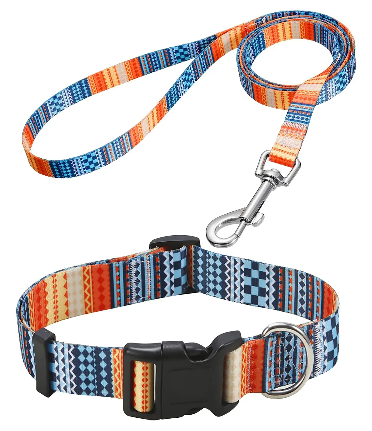 Mihqy Set Collare e Guinzaglio per Cani Bohémien, Arancia, XS - immagine 1