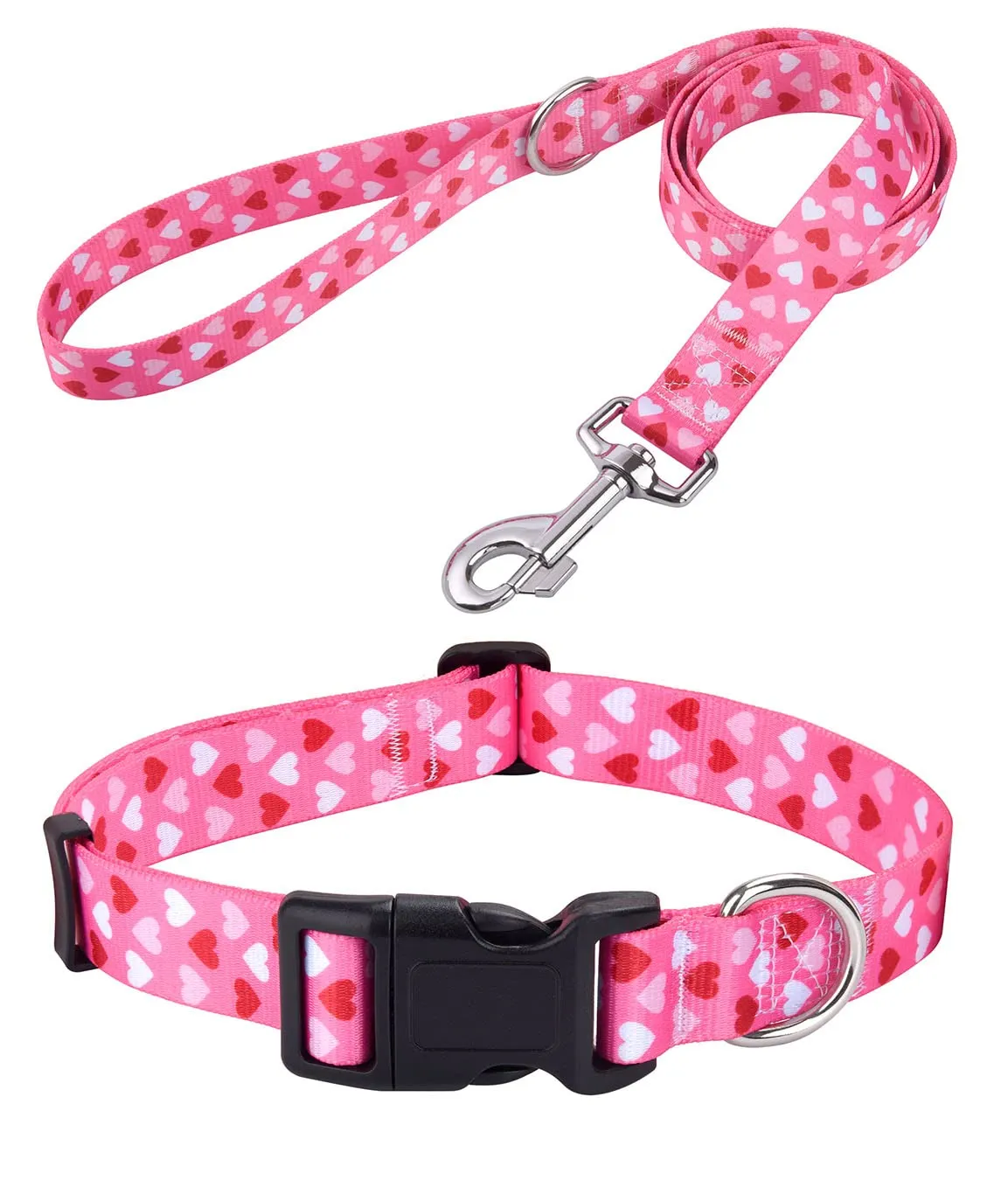 Mihqy Set Collare e Guinzaglio per Cani, Disegno Bohémien Floreale Geometrico Tribale, Set Cuore, Taglia S - immagine 1