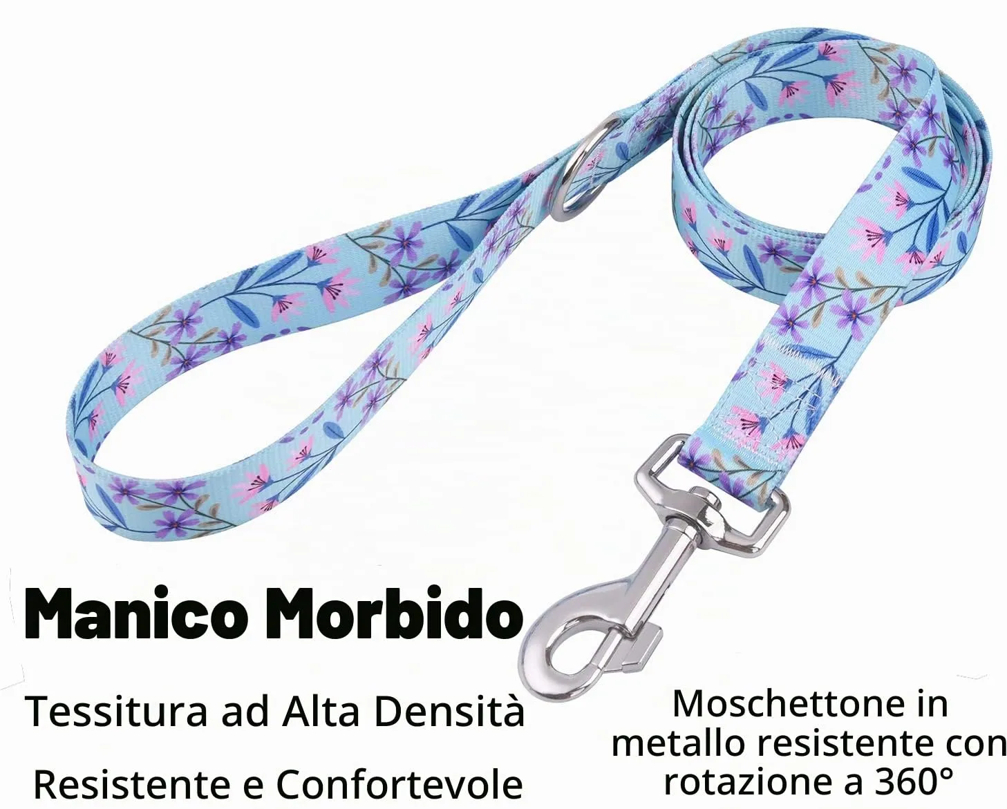 Mihqy Set Collare e Guinzaglio per Cani, Disegno Floreale Viola e Rosa, Taglia M - immagine 5