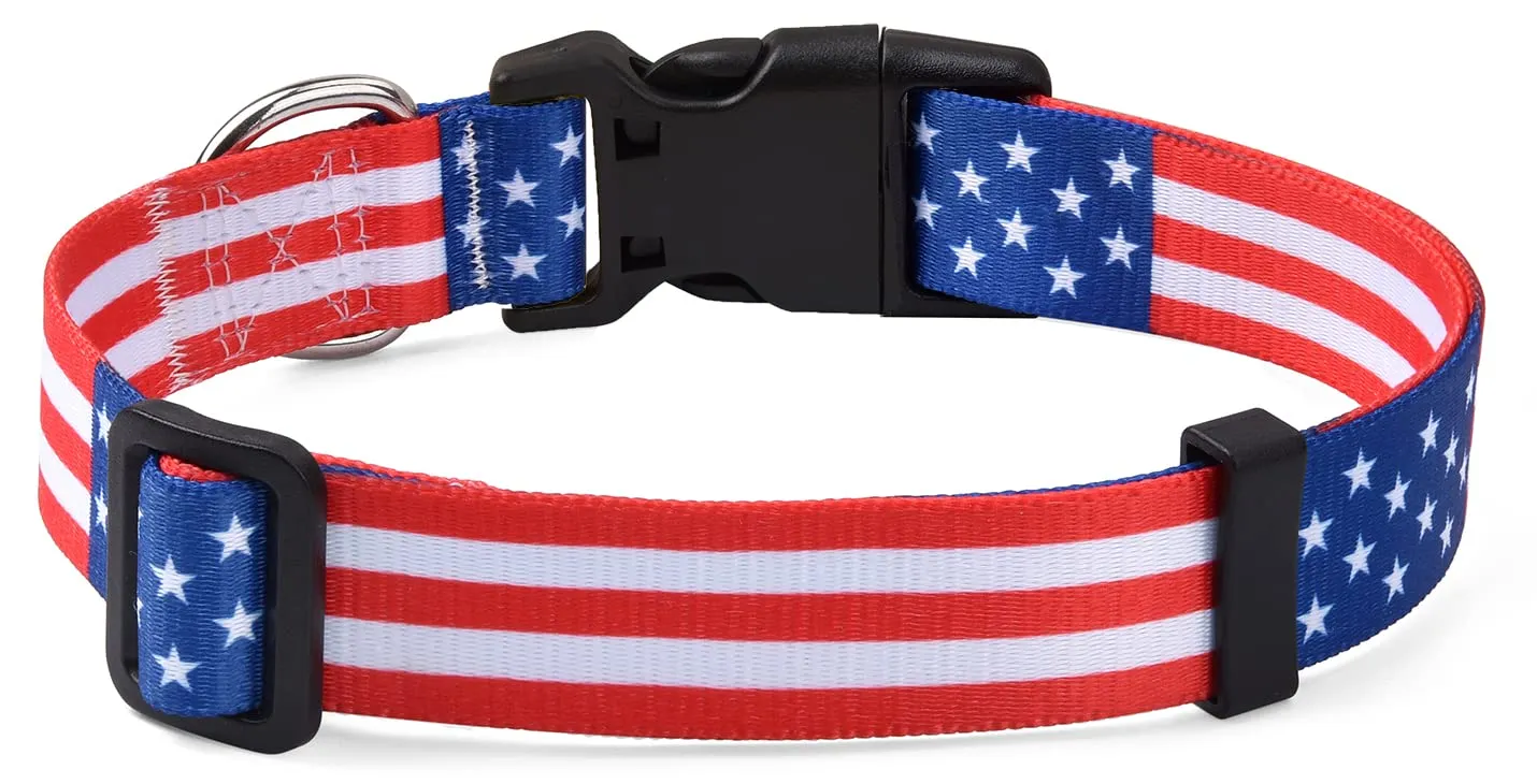 Mihqy American Flag Dog Collar, Classic US, Size L - immagine 2