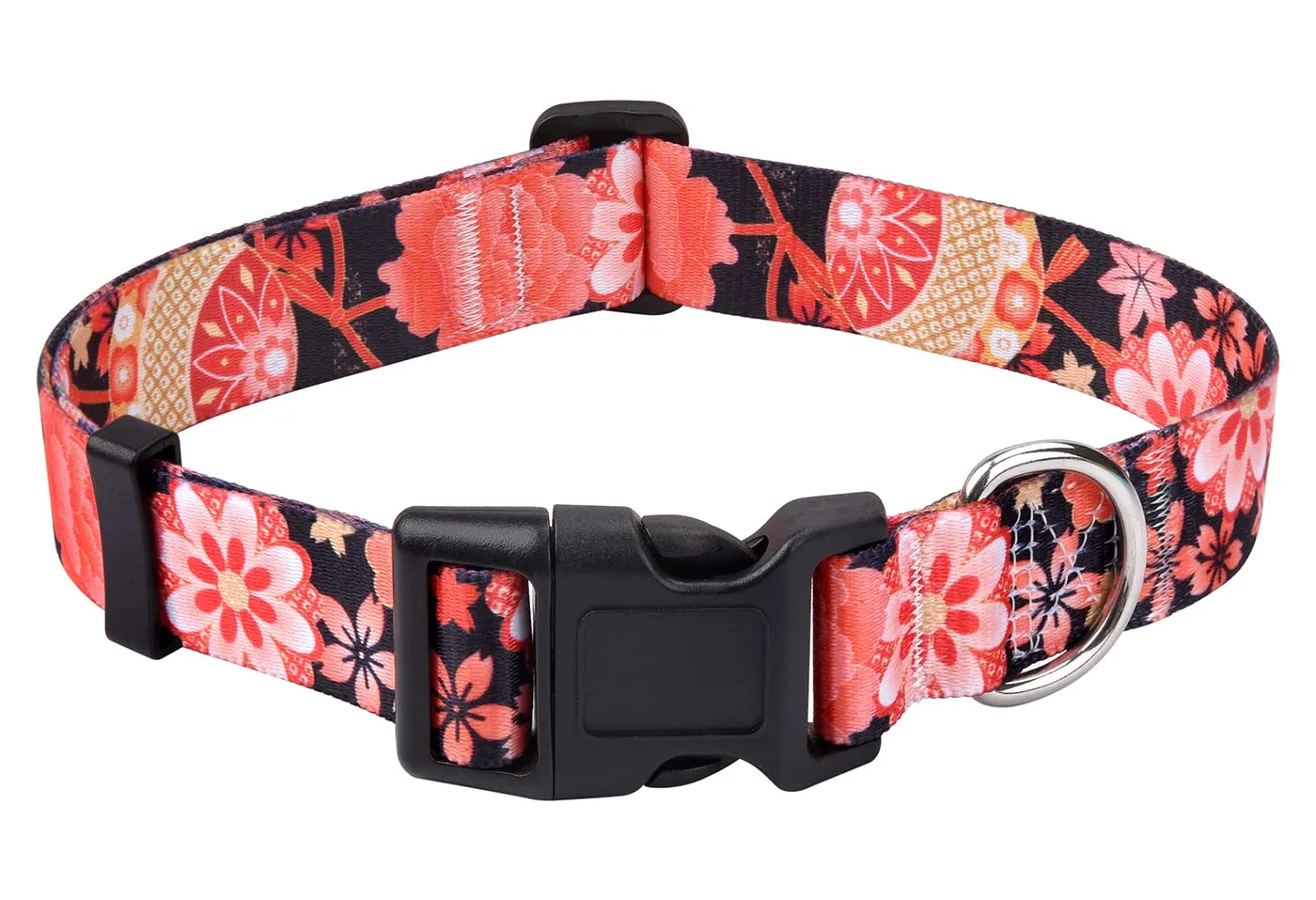 Mihqy Collare per Cani e Gatti Bohémien Floreale, Rosso Fiori A, XS - immagine 2