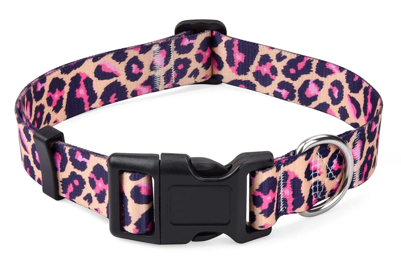 Mihqy Collare per Cani e Gatti Regolabile, Rosa Leopardata, M - immagine 2