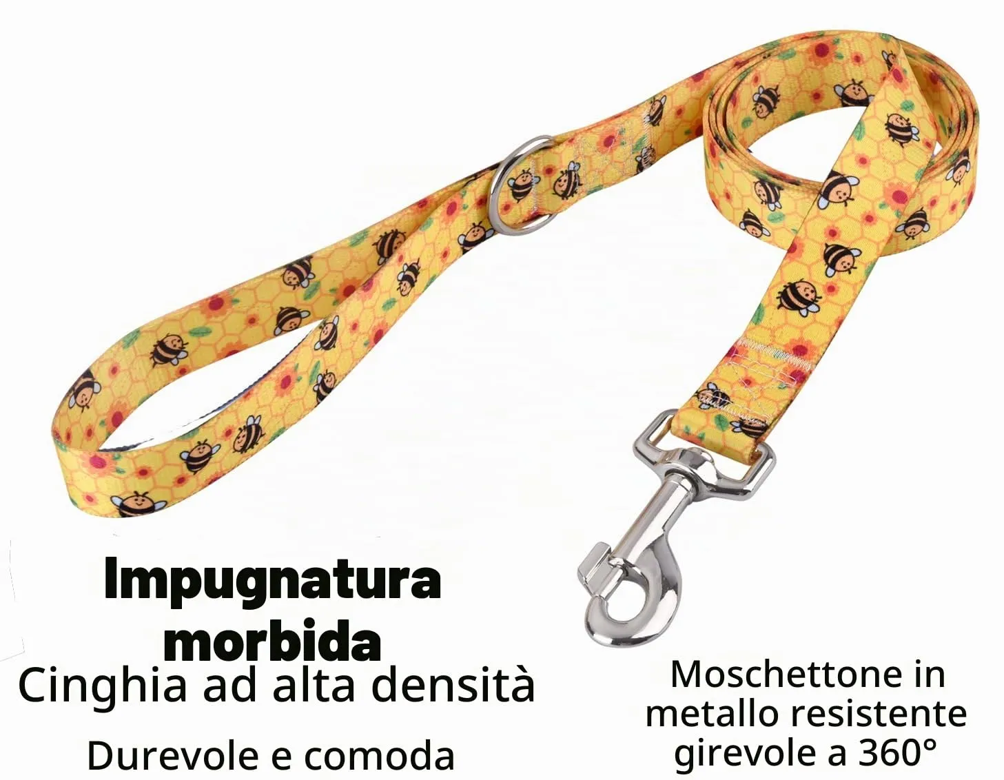Mihqy Set Collare e Guinzaglio per Cani, Disegno L'ape, Taglia M - immagine 5