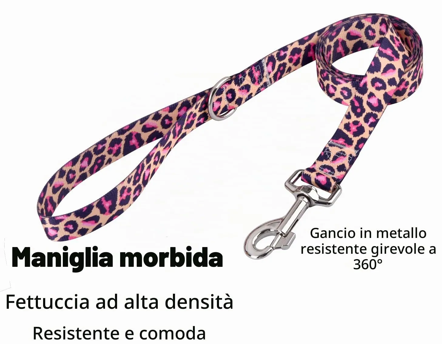 Mihqy Set Collare e Guinzaglio per Cani, Rosa Leopardo, Taglia S - immagine 5