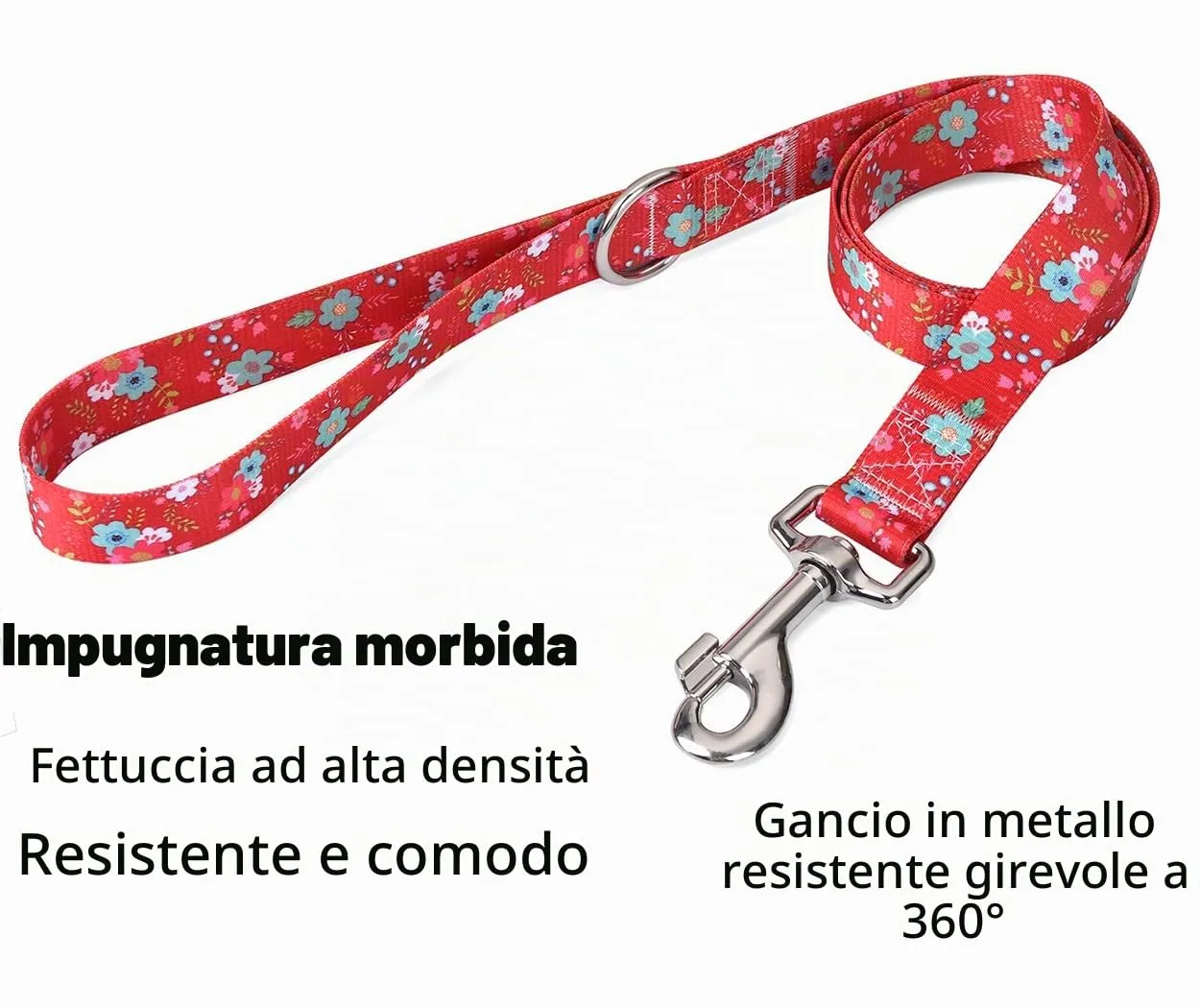 Mihqy Set Collare e Guinzaglio per Cani, Disegno Floreale Rosso, Taglia S - immagine 5