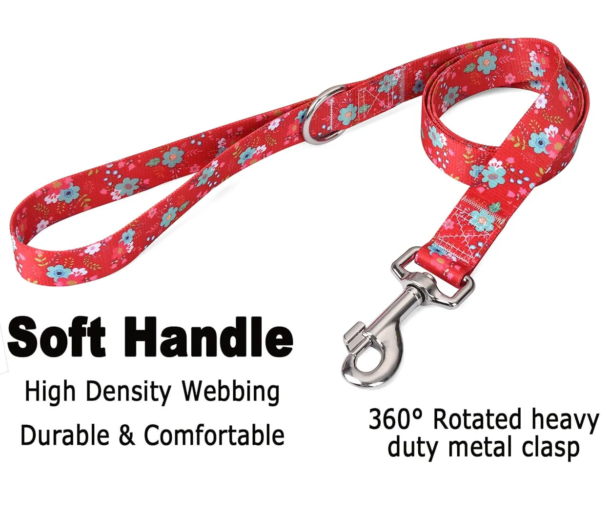 Mihqy Collare e Guinzaglio per Cani, Design Bohémien Floreale, Set Rosso Fiori, Taglia L - immagine 5