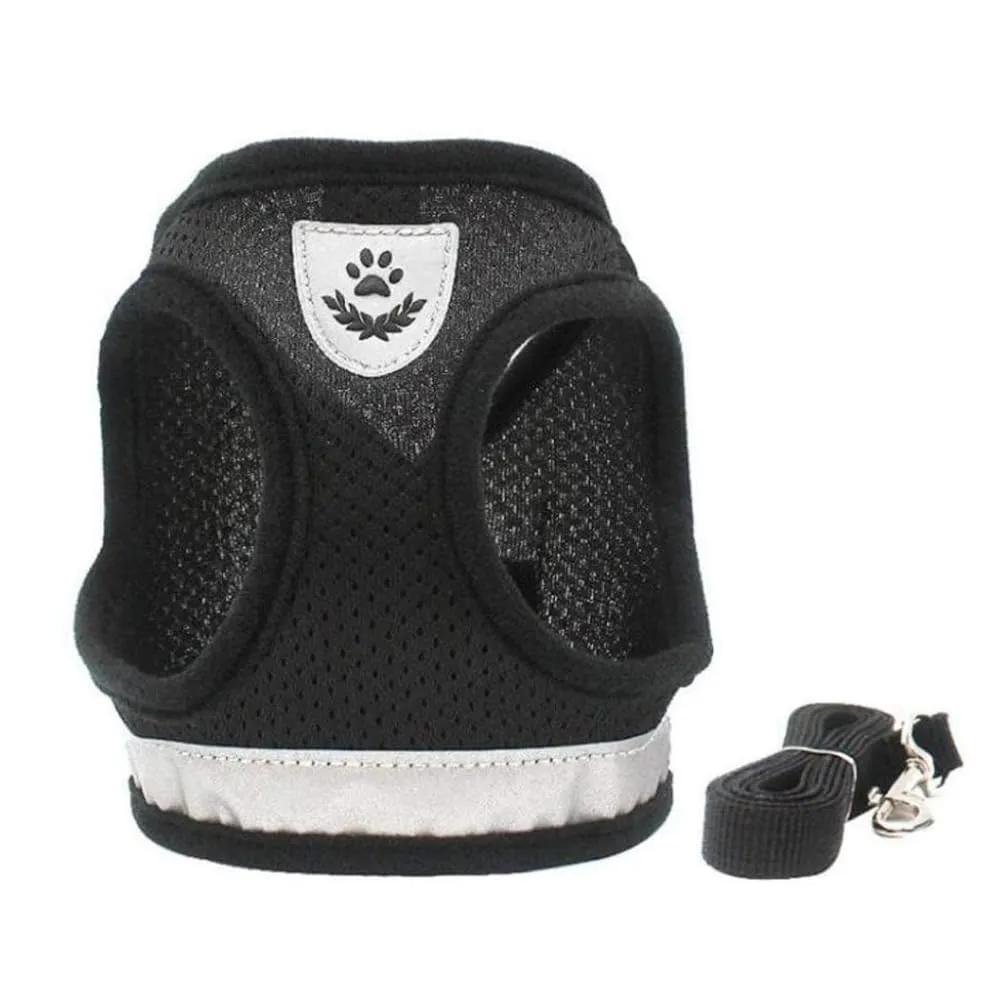 FEimaX Set Imbracatura e Guinzaglio per Cani e Gatti, Pettorina Imbottita Traspirante e Riflettente, Nero, XXS (Torace 20-25cm) - immagine 2