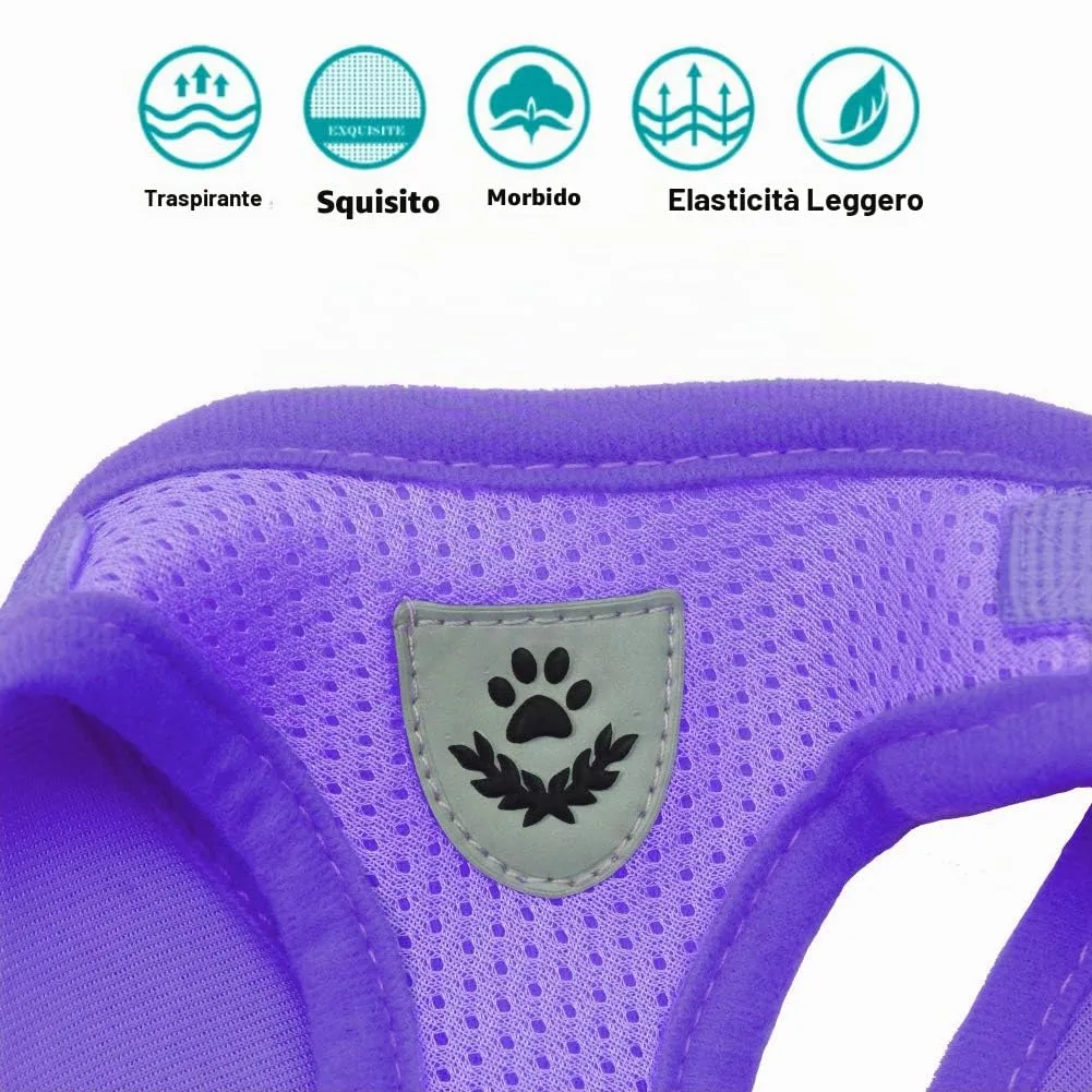 FEimaX Set Imbracatura e Guinzaglio per Cani e Gatti, Pettorina Imbottita Traspirante e Riflettente, Viola, XXS (Torace 20-25cm) - immagine 5