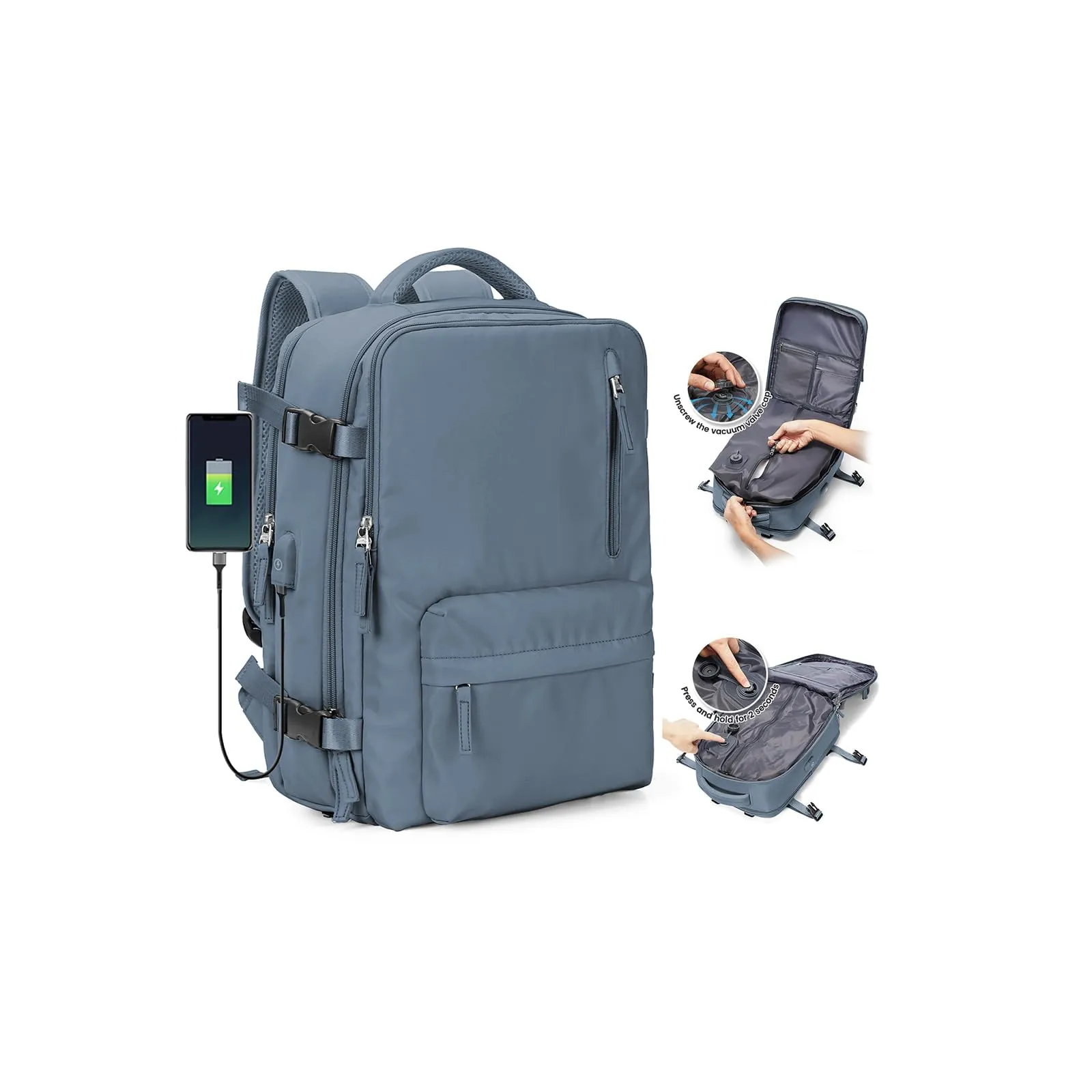 SZLX Zaino da Viaggio Sottovuoto 40x30x20 per Ryanair, Wizzair e Vueling, Bagaglio a Mano con Porta USB, Scomparto Scarpe e Laptop 14 Pollici - immagine 1
