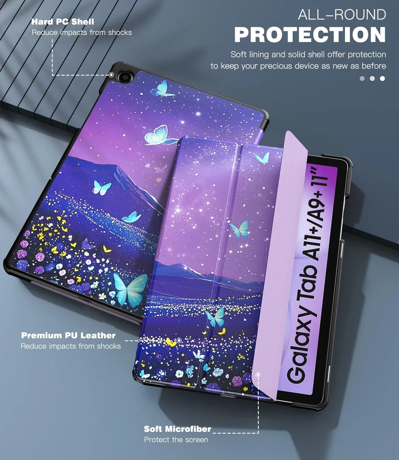 TiMOVO Cover per Samsung Galaxy Tab A11+ / A9+ 11" (2025/2023), Farfalla & Cielo - immagine 5