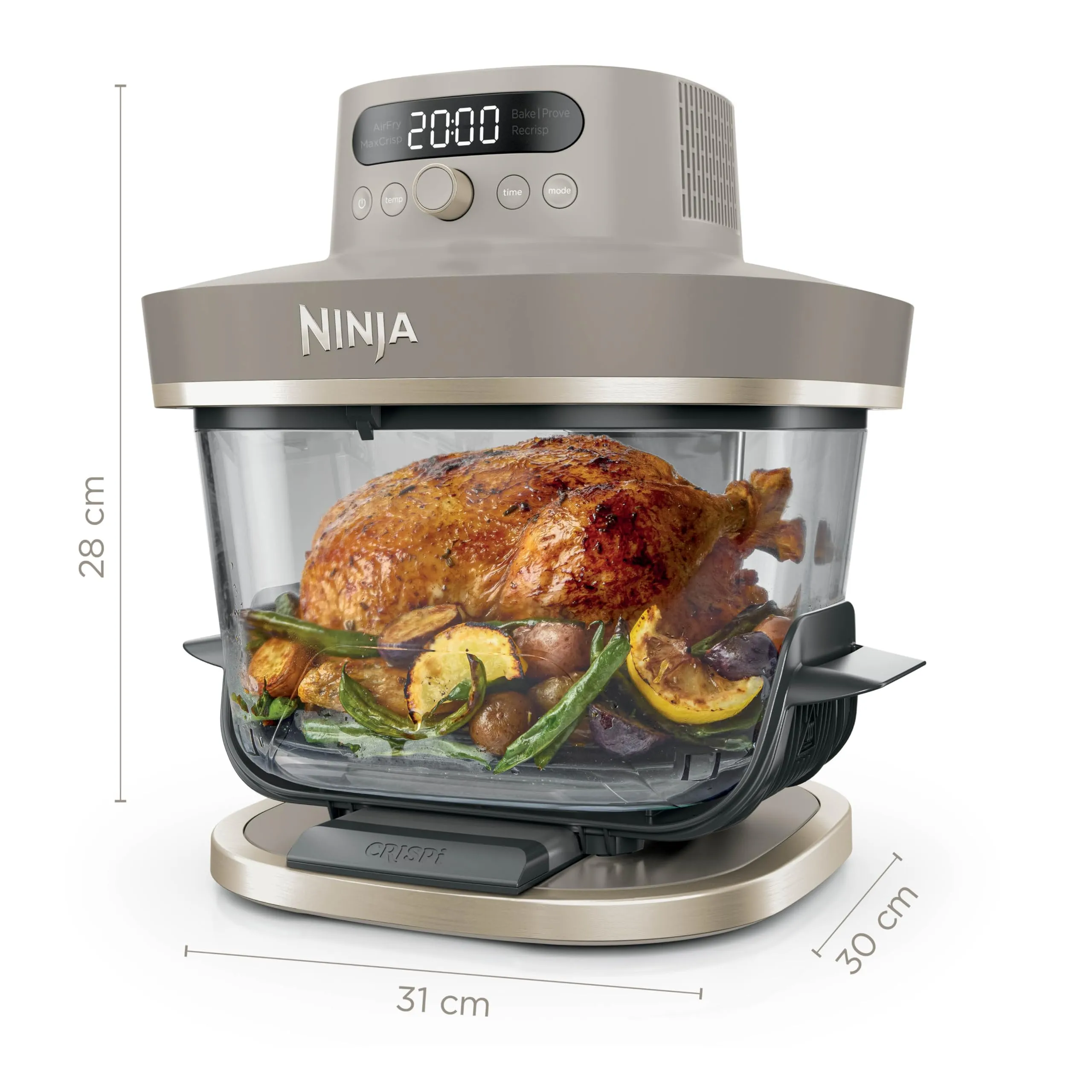 Ninja CrisPi Pro XL Friggitrice ad Aria in Vetro, 5,7L + 2,3L, Oro Chiaro - immagine 3