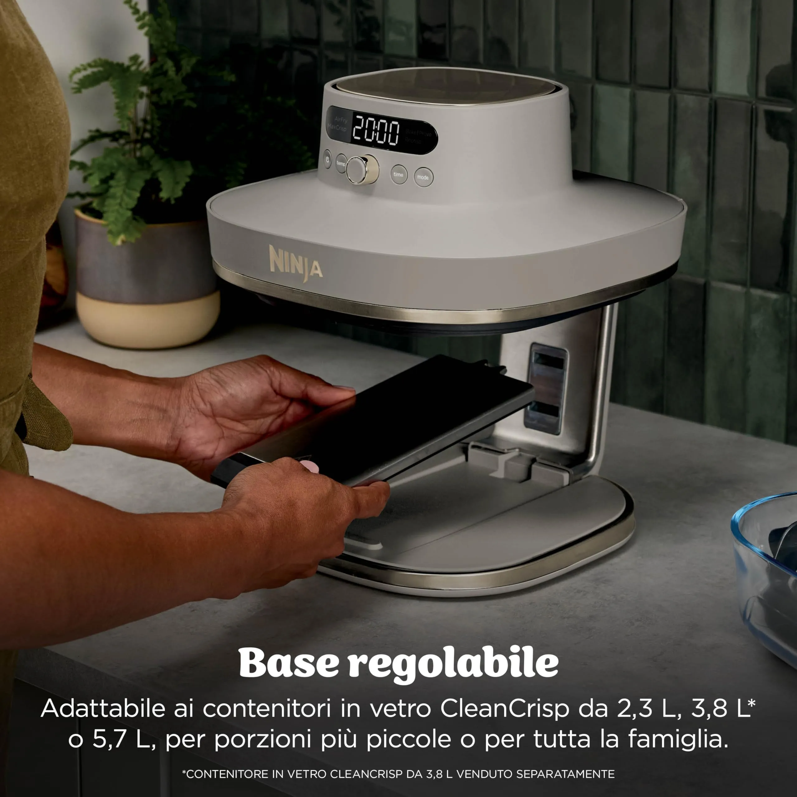 Ninja CrisPi Pro XL Friggitrice ad Aria in Vetro, 5,7L + 2,3L, Oro Chiaro - immagine 5