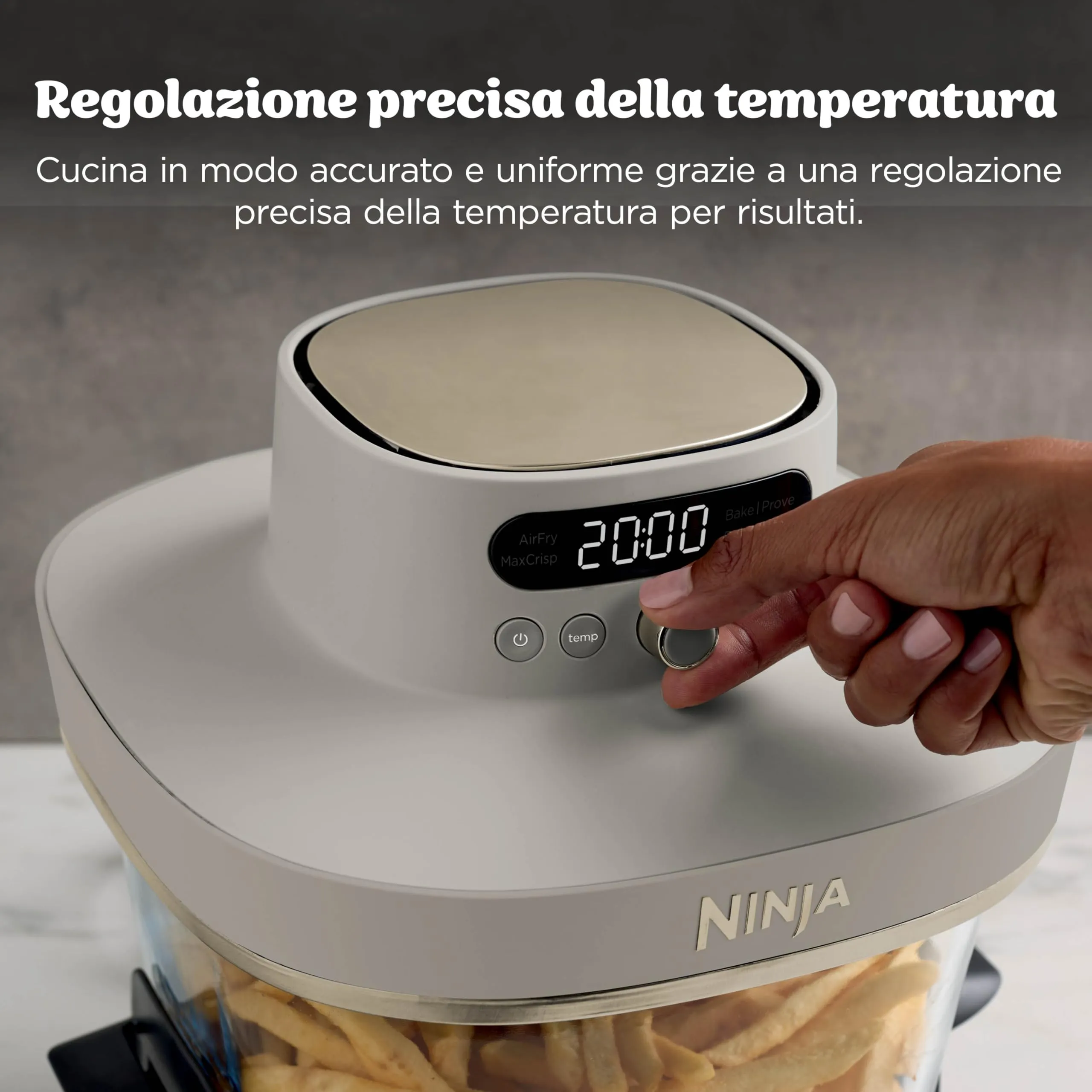 Ninja CrisPi Pro XL Friggitrice ad Aria in Vetro, 5,7L + 2,3L, Oro Chiaro - immagine 6