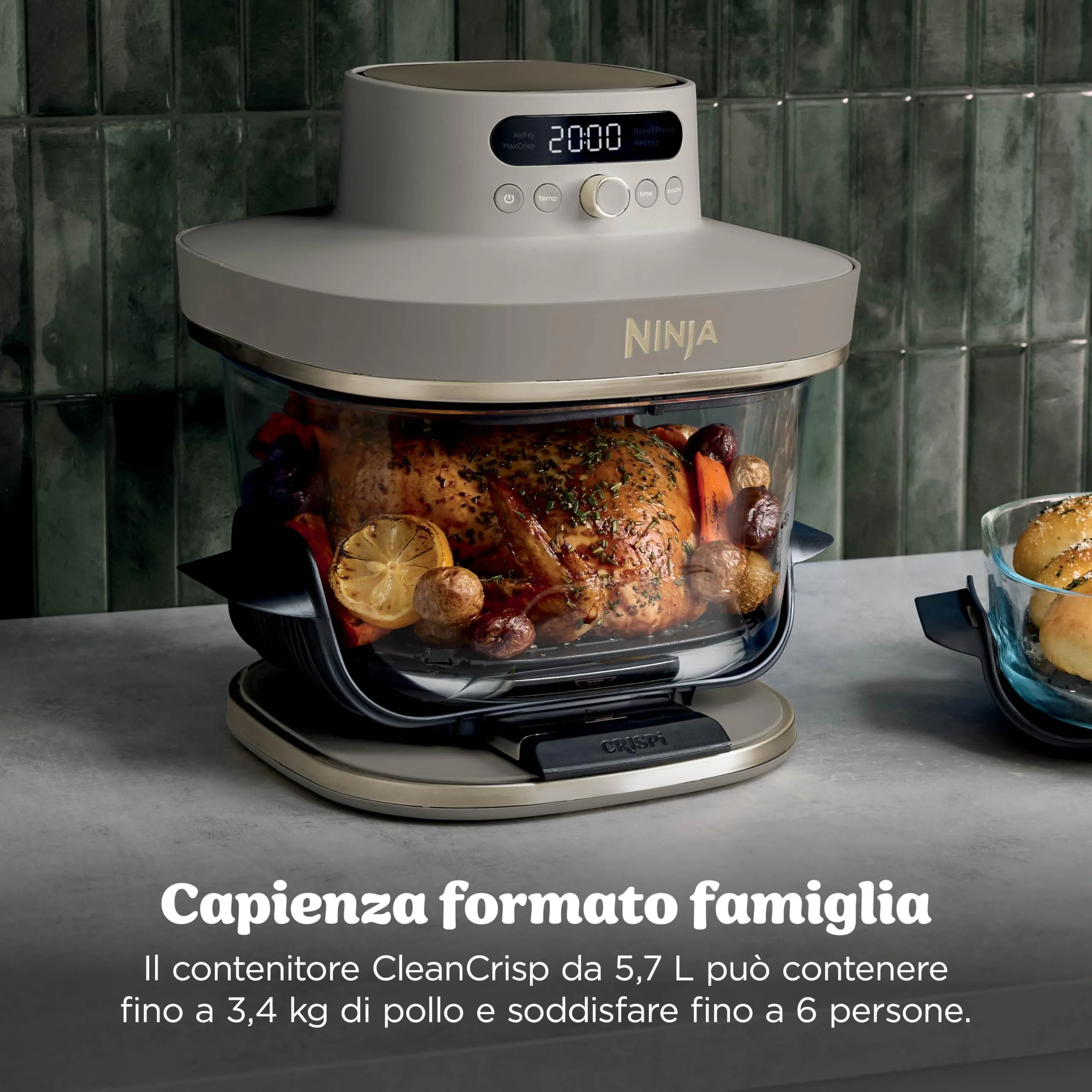 Ninja CrisPi Pro XL Friggitrice ad Aria in Vetro, 5,7L + 2,3L, Oro Chiaro - immagine 7