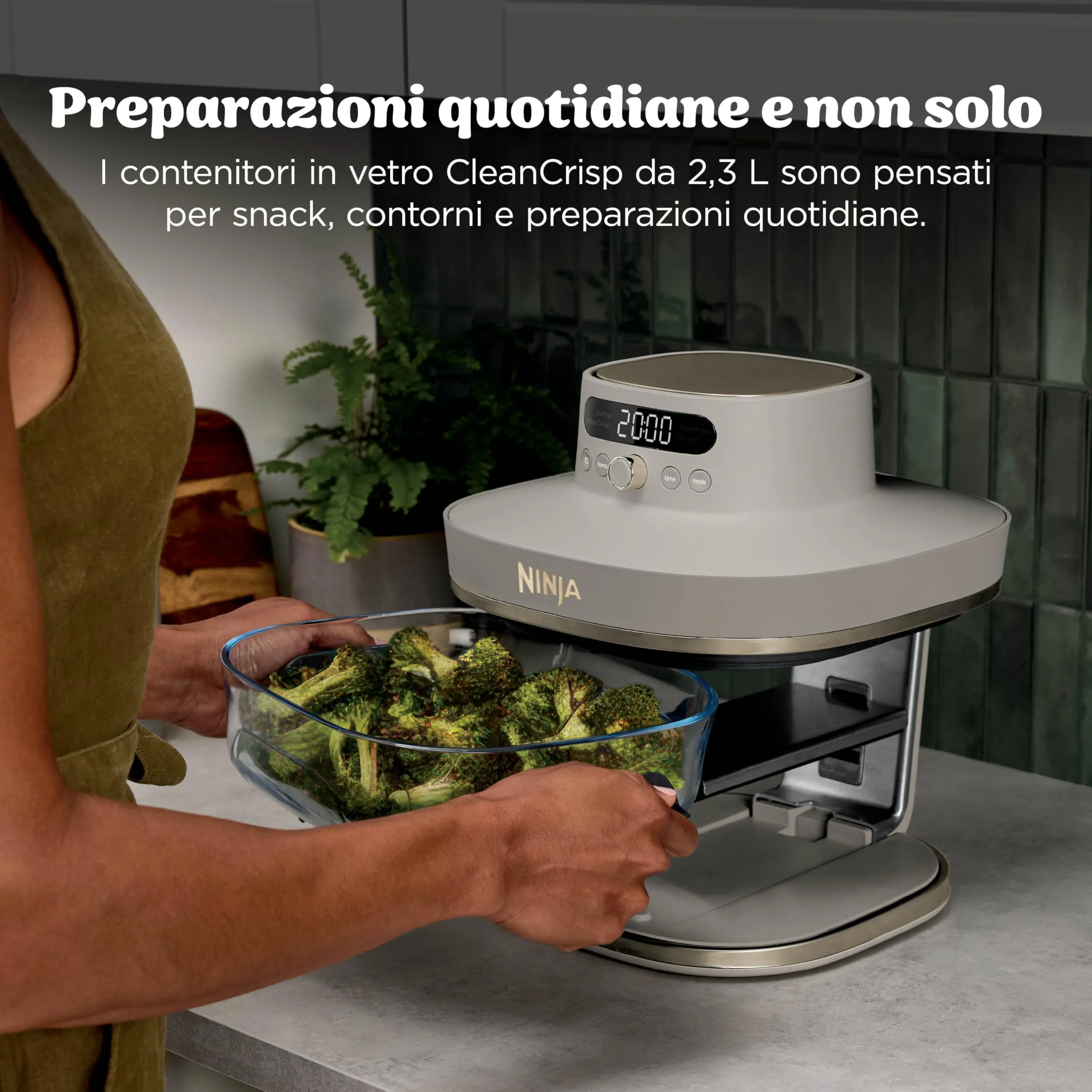 Ninja CrisPi Pro XL Friggitrice ad Aria in Vetro, 5,7L + 2,3L, Oro Chiaro - immagine 9