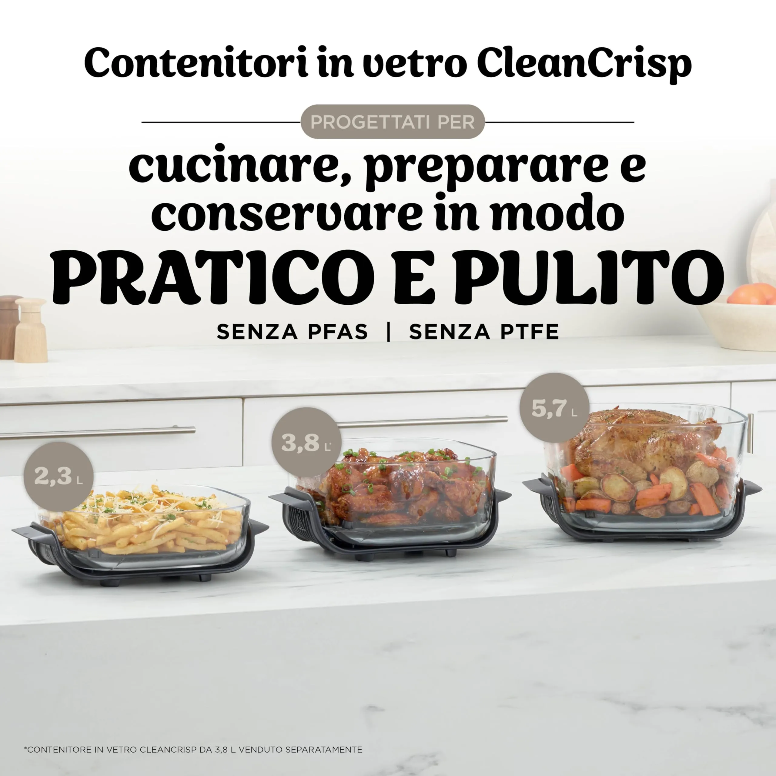 Ninja CrisPi Pro XL Friggitrice ad Aria in Vetro, 5,7L + 2,3L, Oro Chiaro - immagine 11